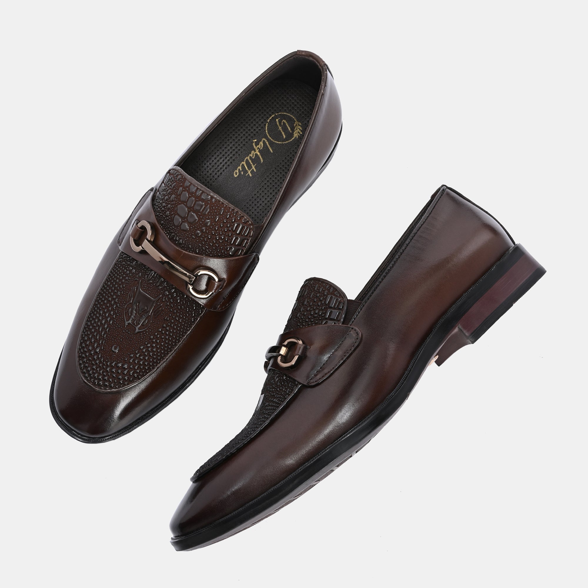 Hand Engraved Loafers by Lafattio – Brown - view 2