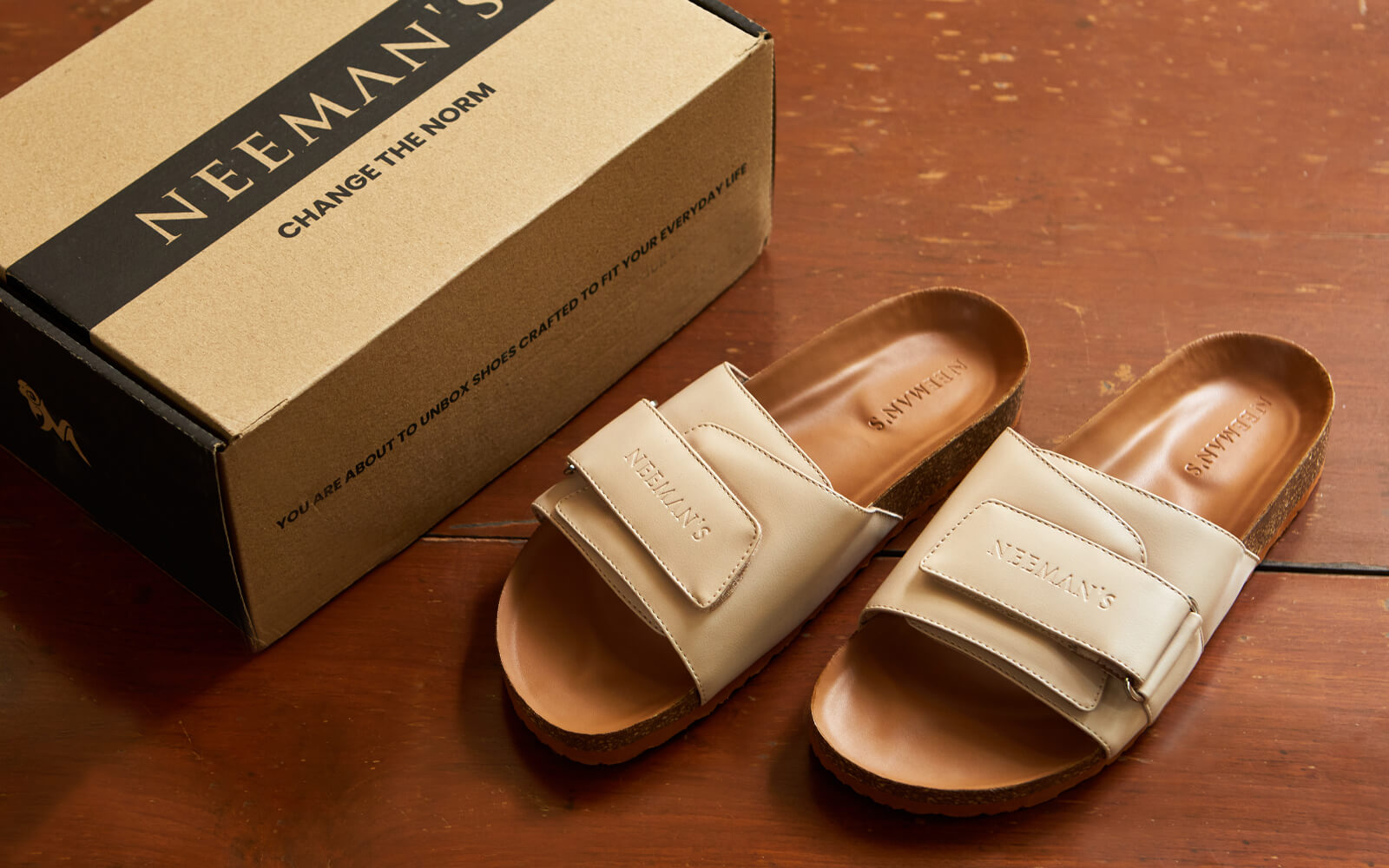 Neeman's Cork Slides : Tan-White - view 3