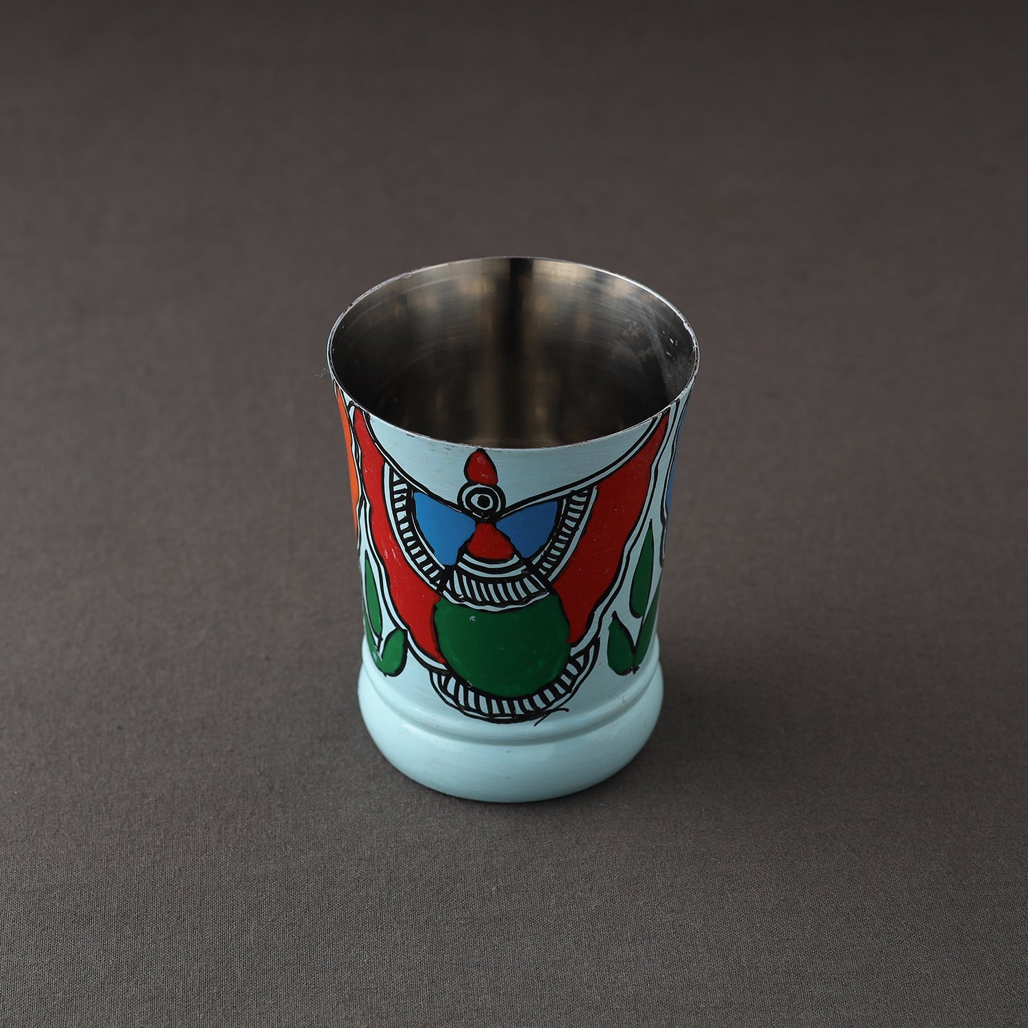 AAYAAS Blue - Godna Madhubani Handpainted Stainless Steel Glass - view 2