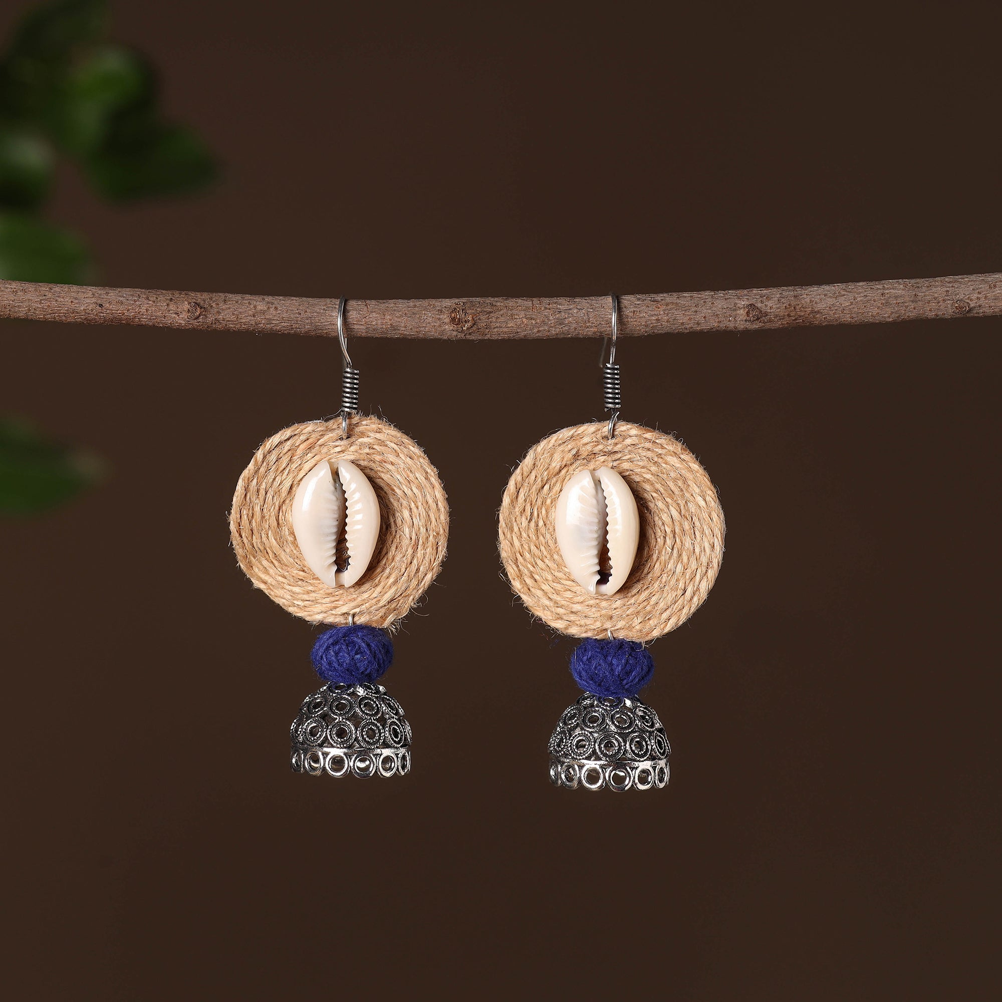 JALPARI Aditi German Silver Jute Jhumki Earrings