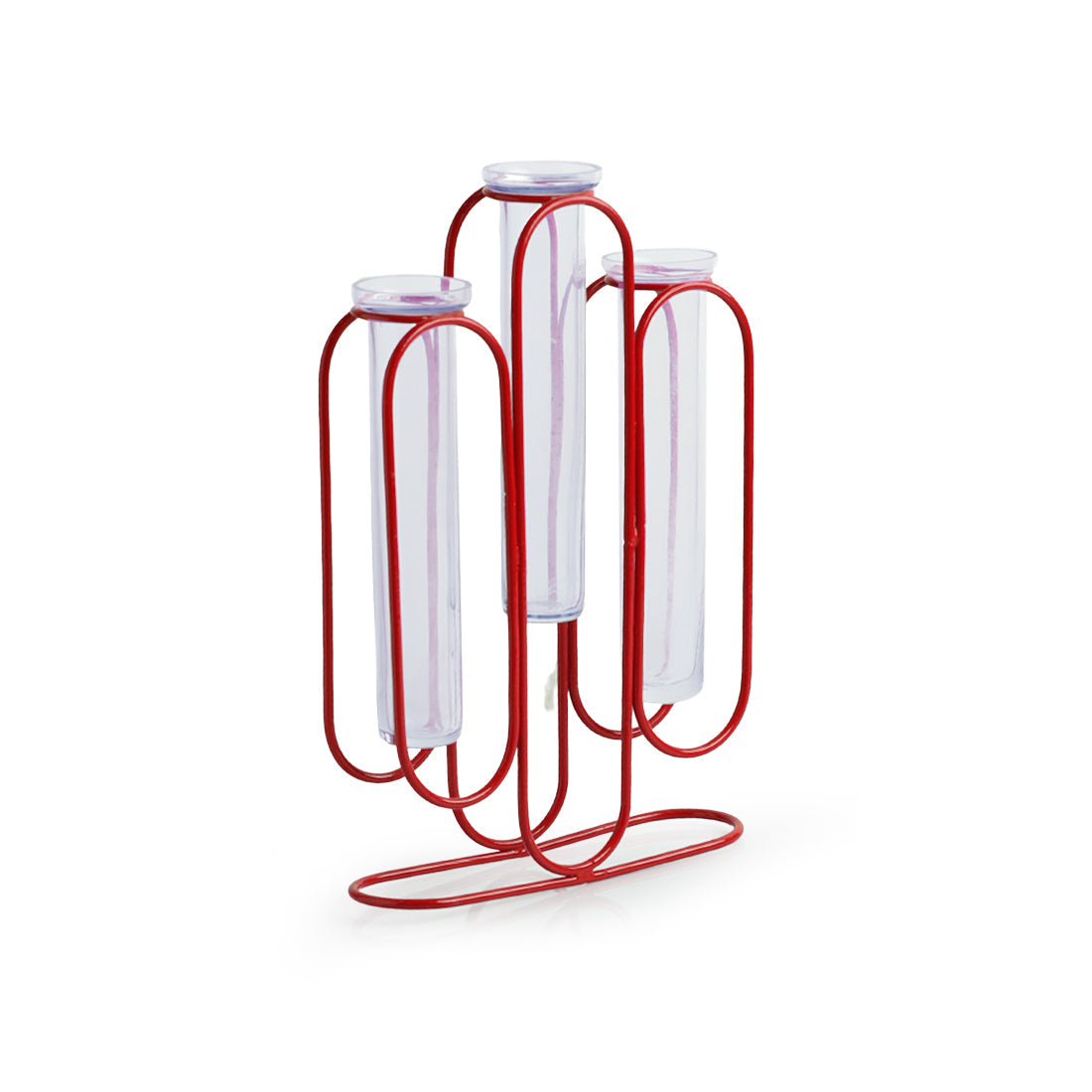 EXCLUSIVELANE 'Modern Glass Garden' Test Tube Table Planter/Vases (10 Inch, Red) - view 3
