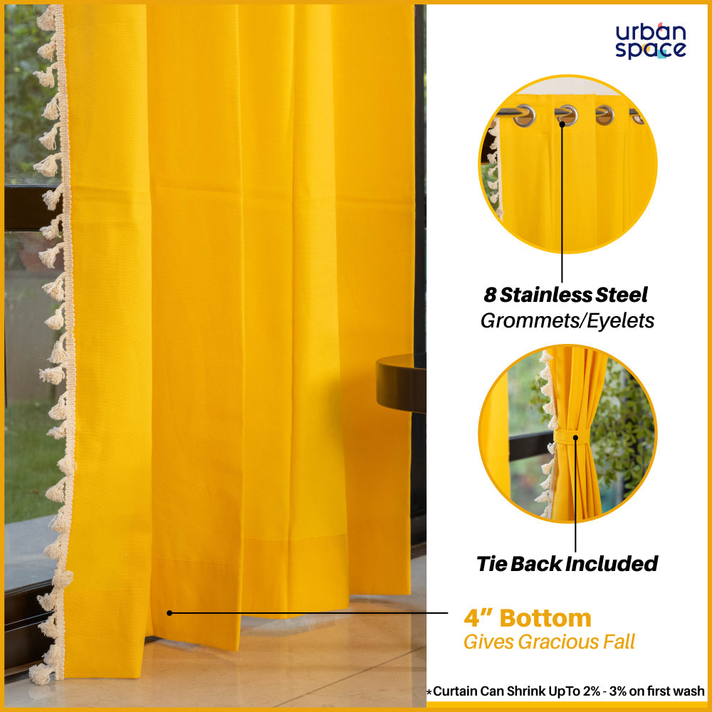 Premium 100 cotton – Urban Space -Home Furnishing Store Premium 100% Cotton Curtain for Window & Curtains for Door - Pack of 1 Curtain, Aura Yellow