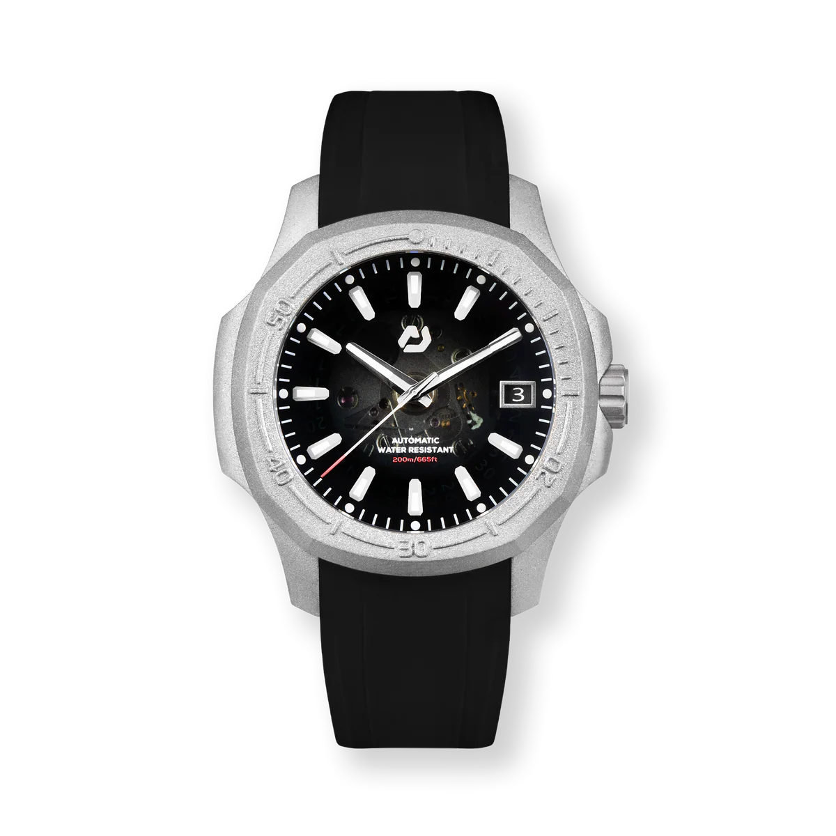 Nuun Official N200 Titanium Gray v2 Index Men Automatic Watch Translucent Dial With Titanium Gray Coated 316L Sandblast Stainless Steel - N200 Titaniu