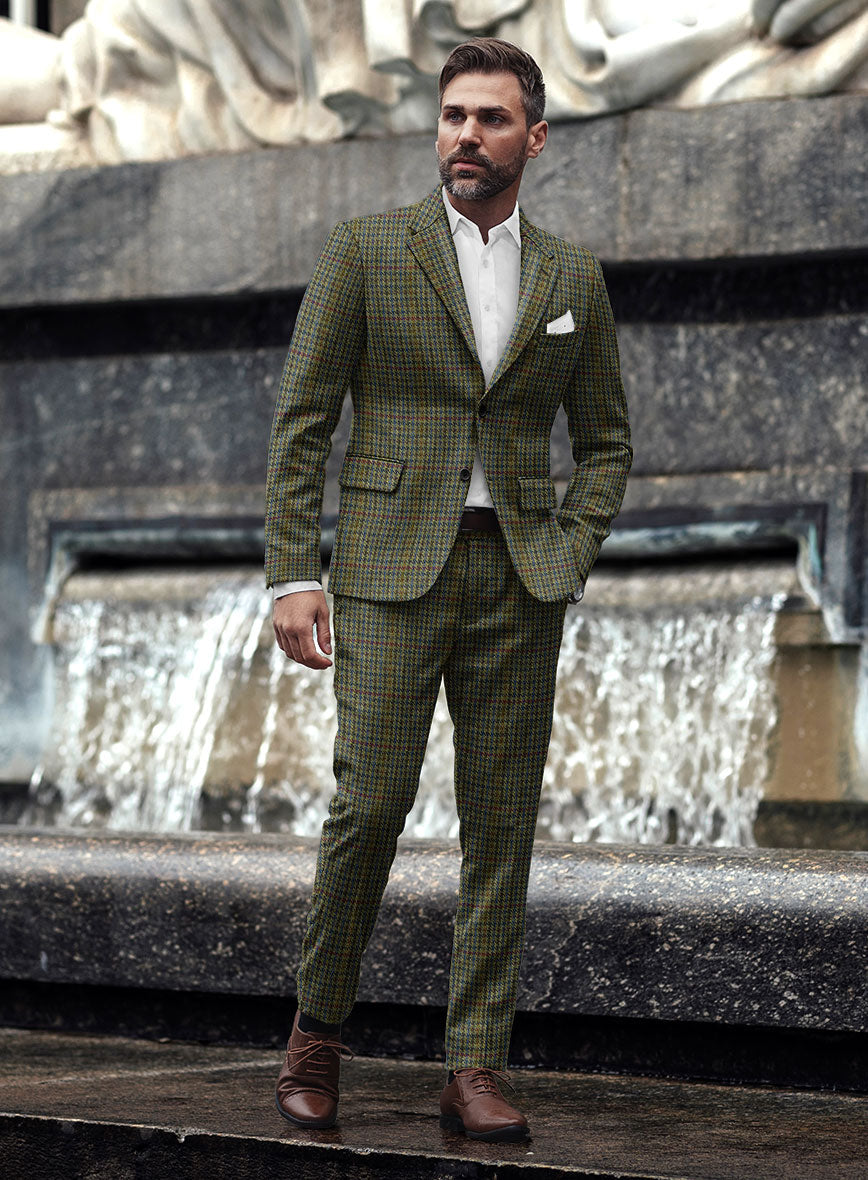StudioSuits Harris Tweed Moss Green Houndstooth Suit - view 2