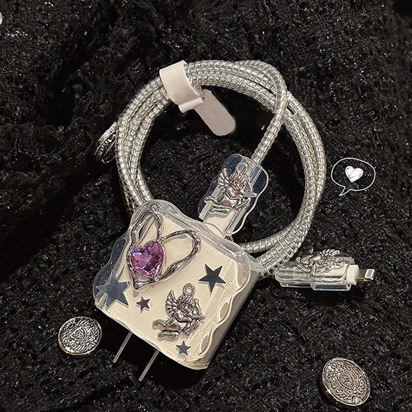 Peeperly Chic Starry Heart Charger Protector Kit