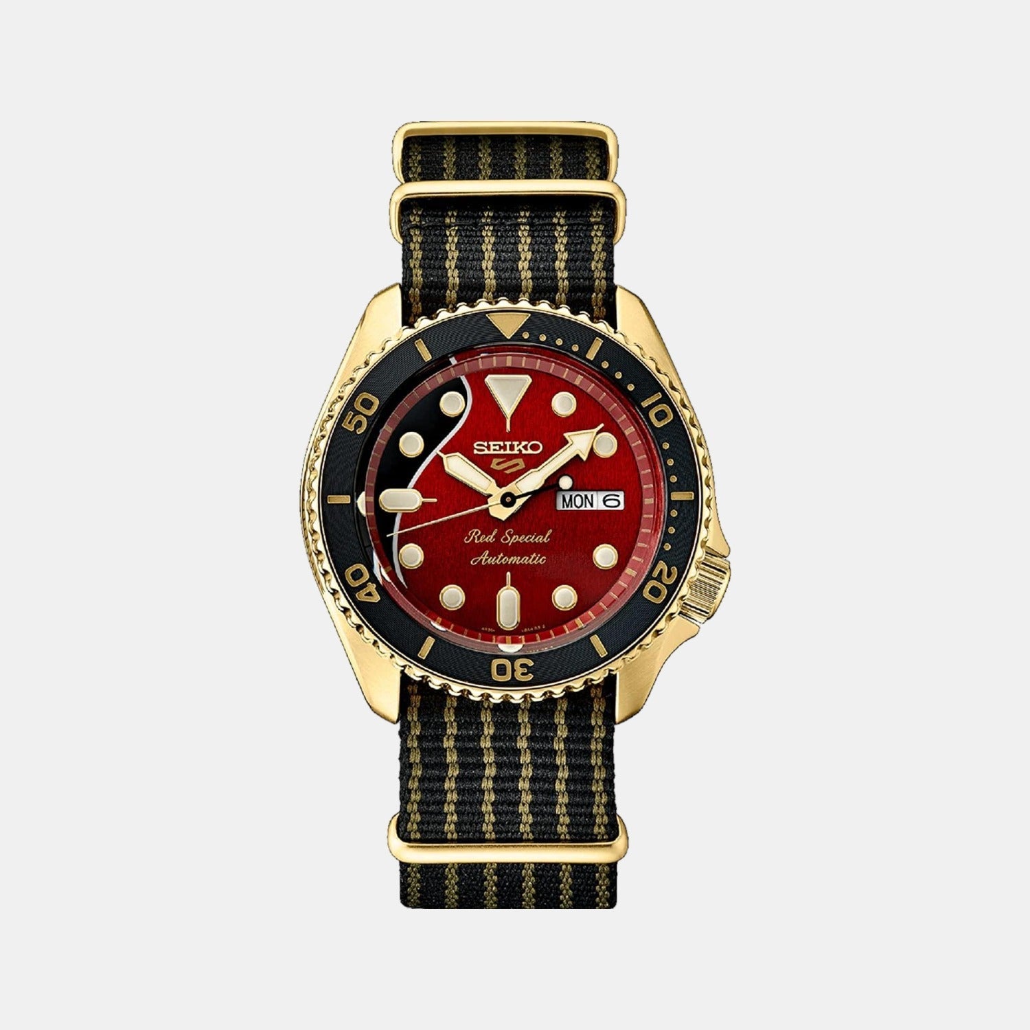 Seiko 5 Sports Men Automatic Red Dial Analog Nylon Watch SRPH80K1