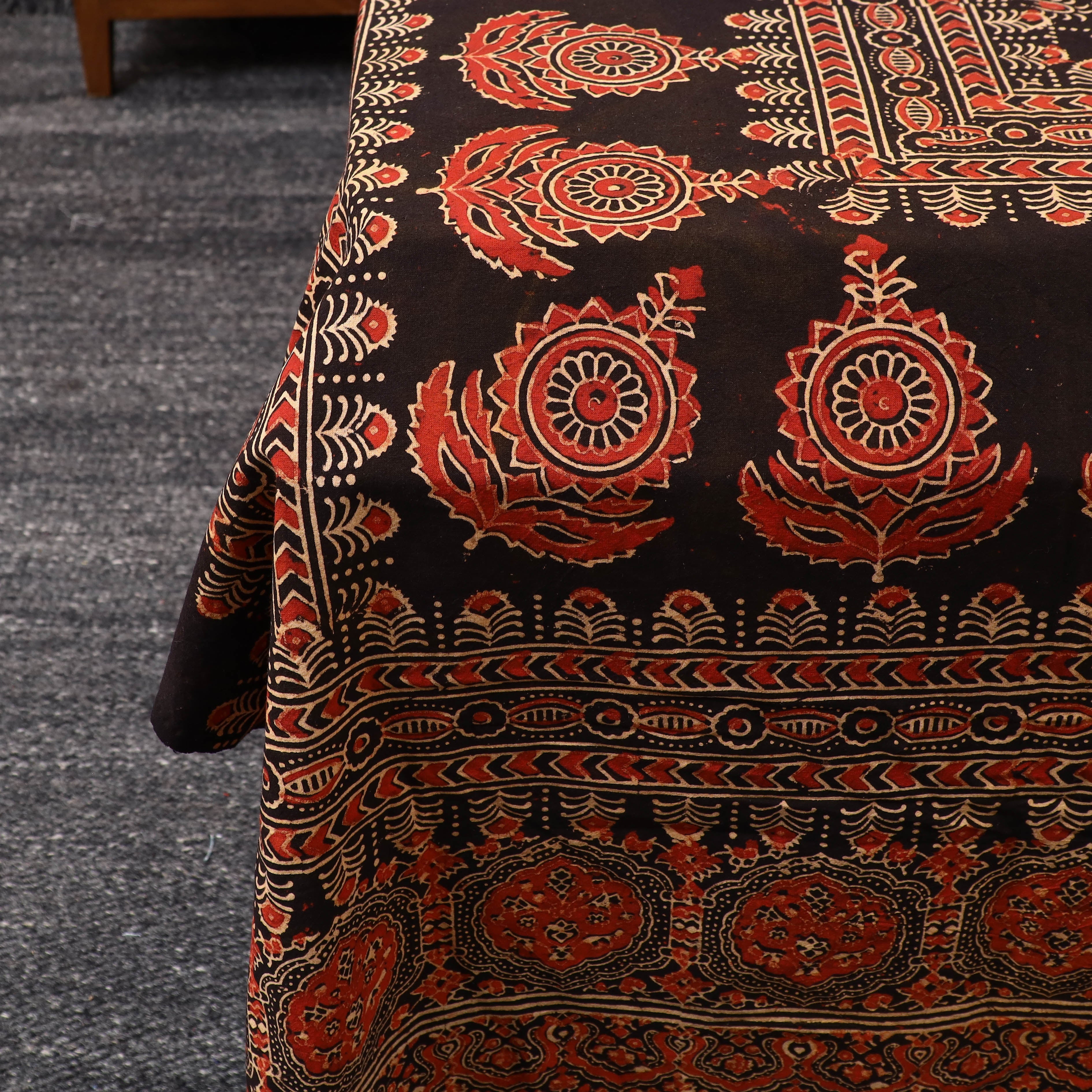 KACHCHH JI CHHAAP Black - Block Print Cotton Double Ajrakh Bed Sheet Set 01 - view 4