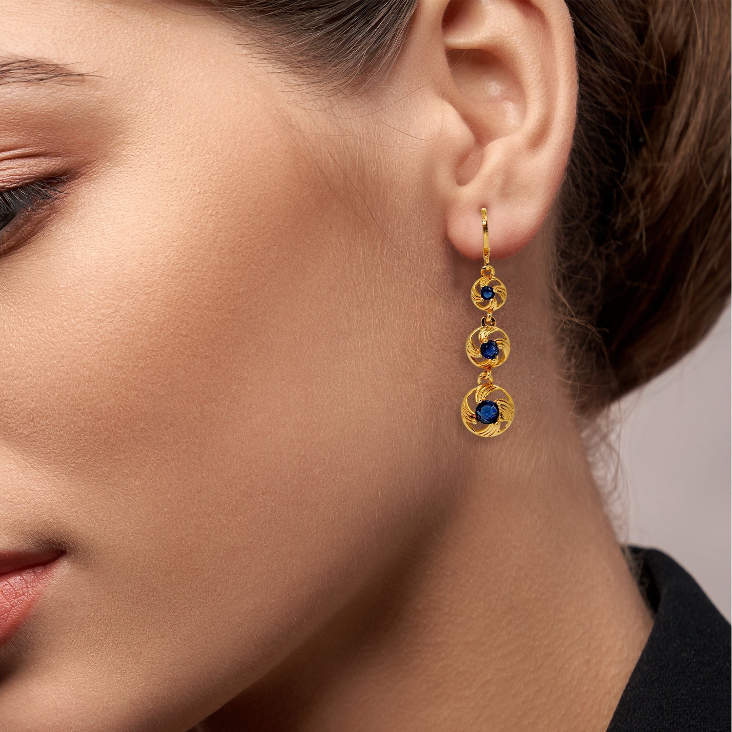 Branta Blue Diamond Drop Earrings For Women
