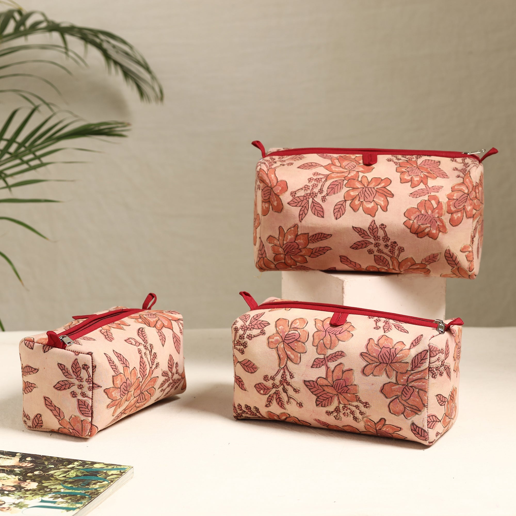 ITOKRI CRAFTS INITIATIVE Beige - Handmade Cotton Toiletry Bags (Set of 3) 70
