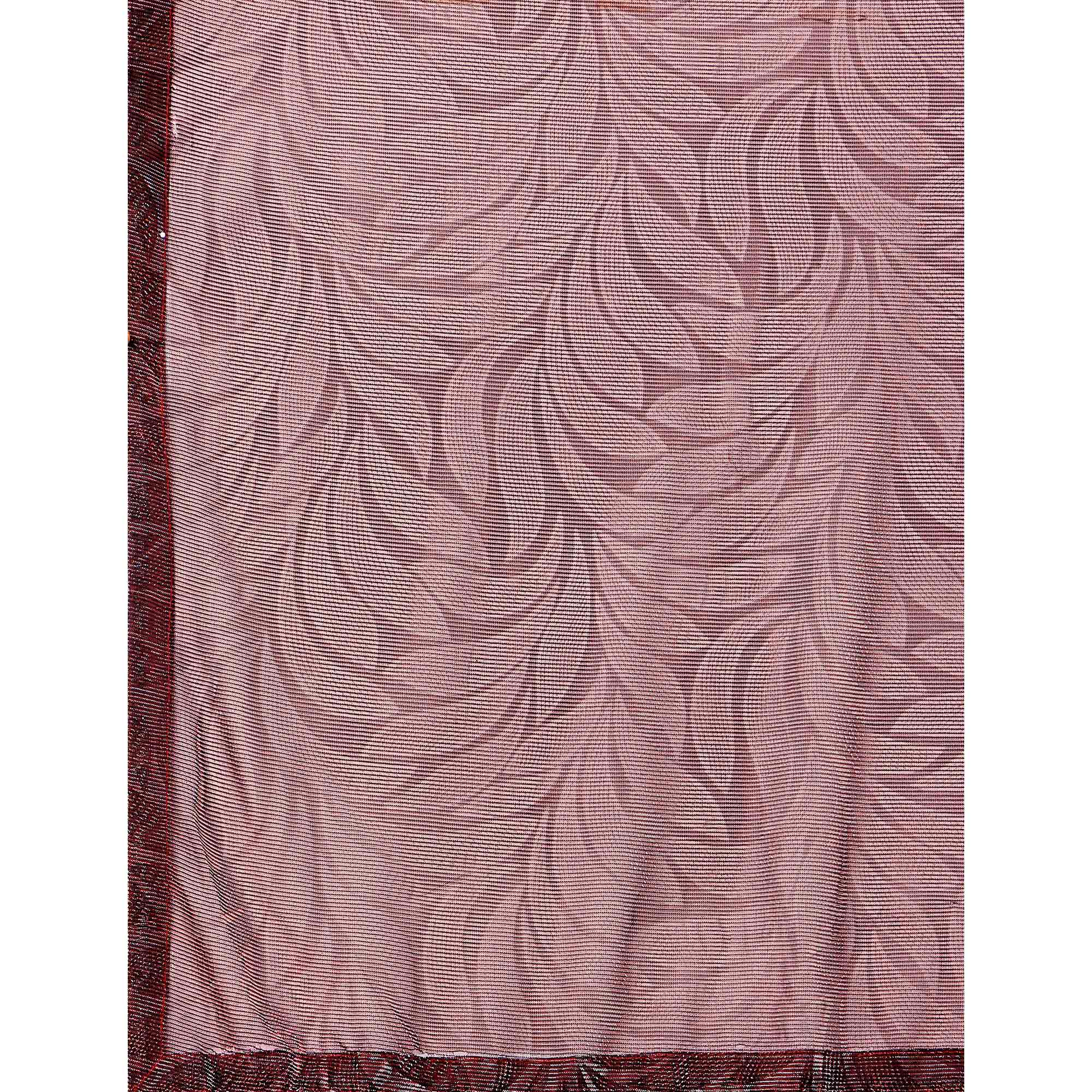Peachmode Maroon Floral Printed Rayon Saree – Women's - view 10