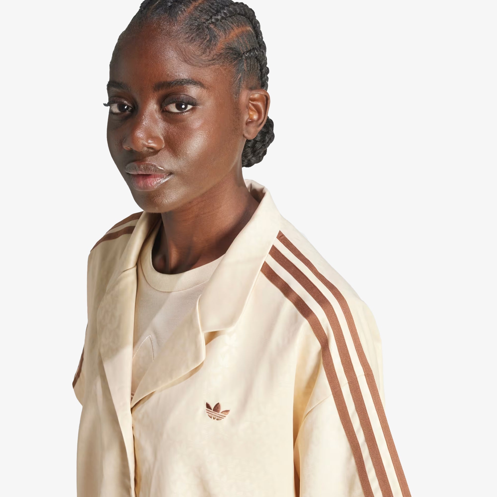 Adidas Originals | FASHION MONOGRAM SATIN BOWLING SHIRT { CRYSTAL SAND - view 3