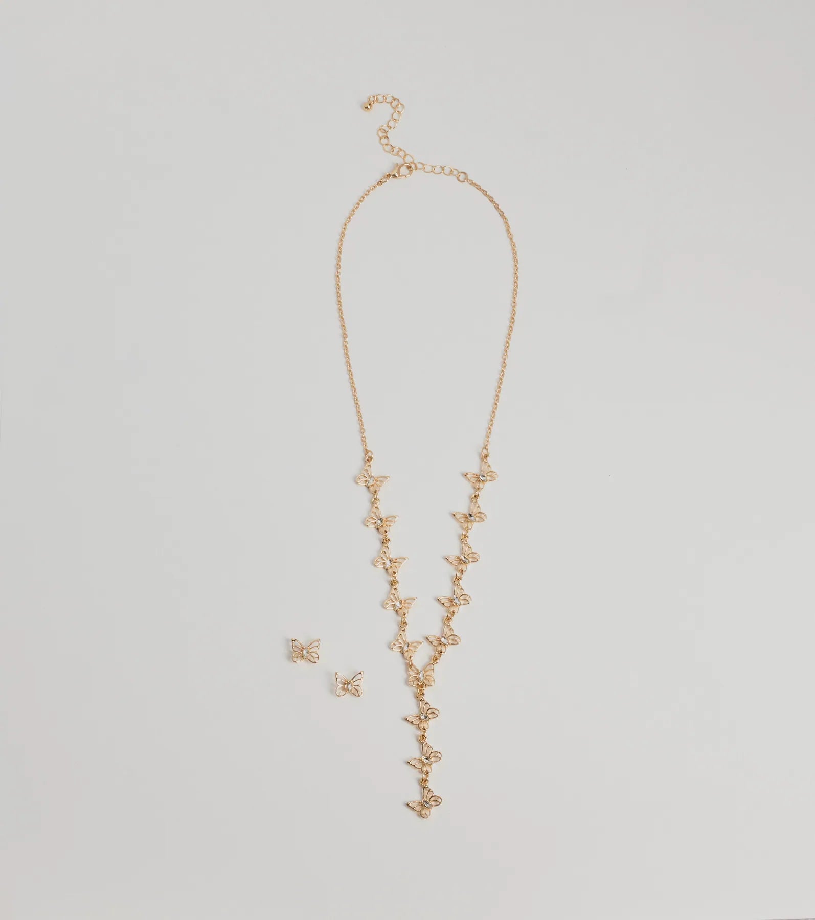 Windsor Glitzy Rhinestone Butterfly Necklace And Earrings Set