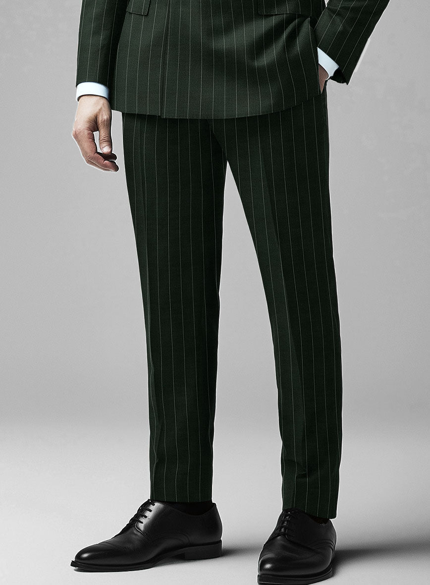 StudioSuits Kingsman Double Breasted Green Stripe Wool Suit - view 5