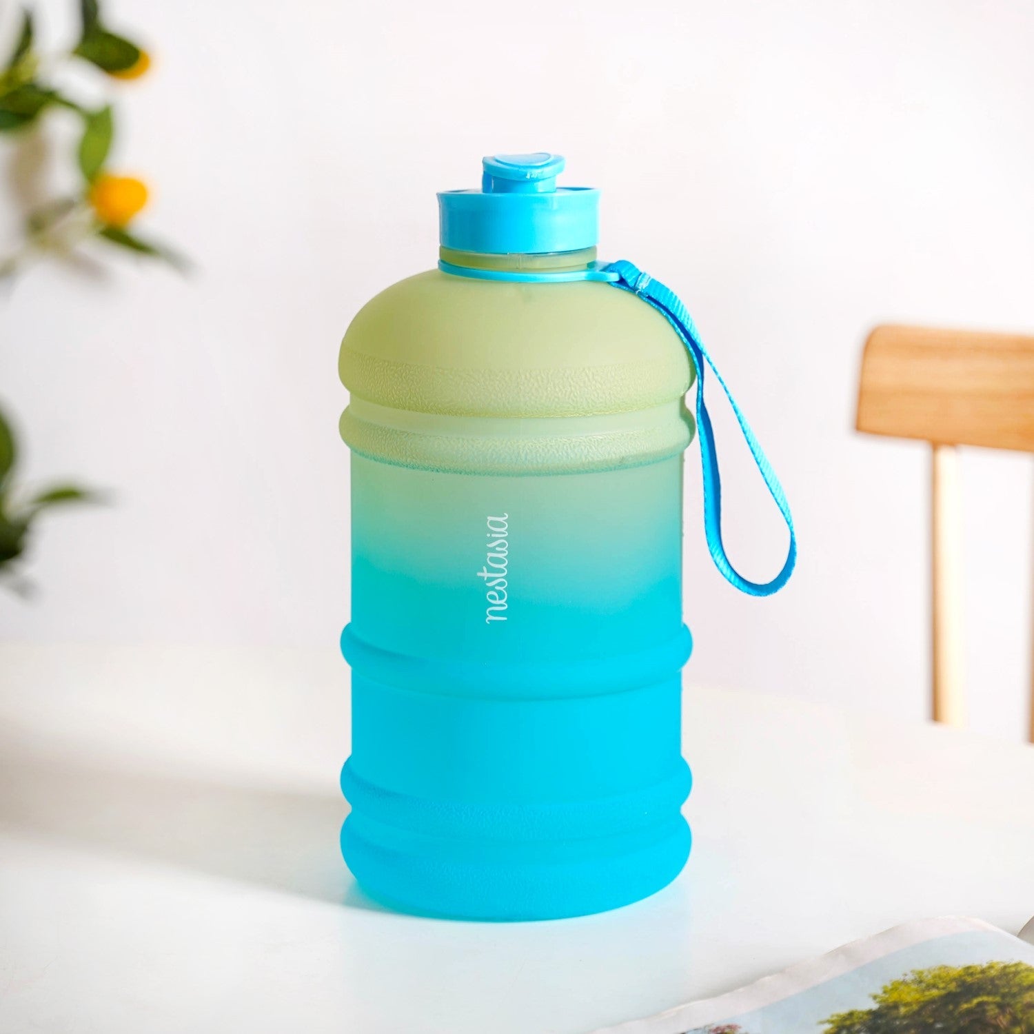Nestasia AquaBurst Water Bottle With Capacity Markers Ombre Green Blue 2400ml - view 2