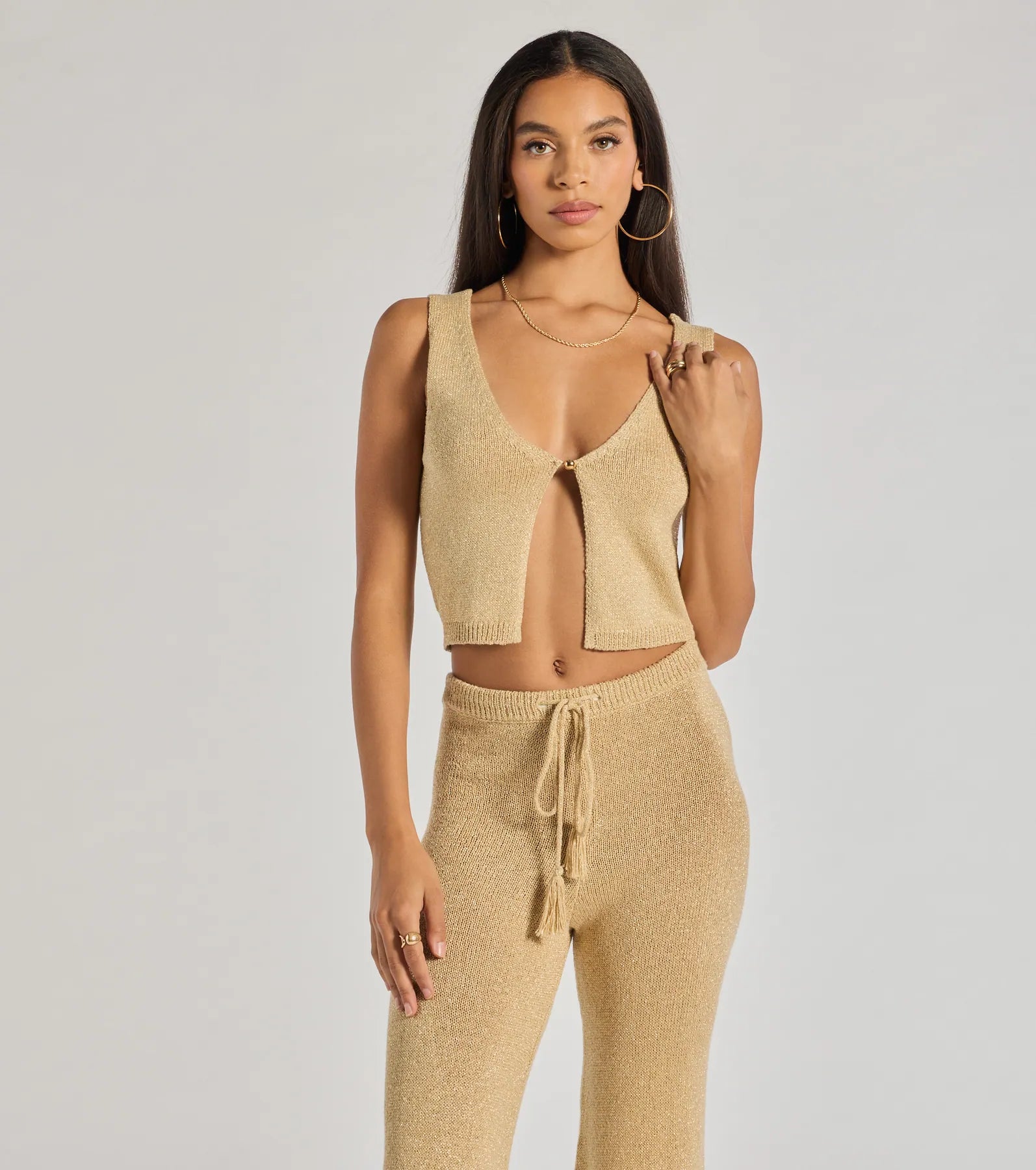 Windsor Glow Up Button-Front Cropped Vest – GOLD