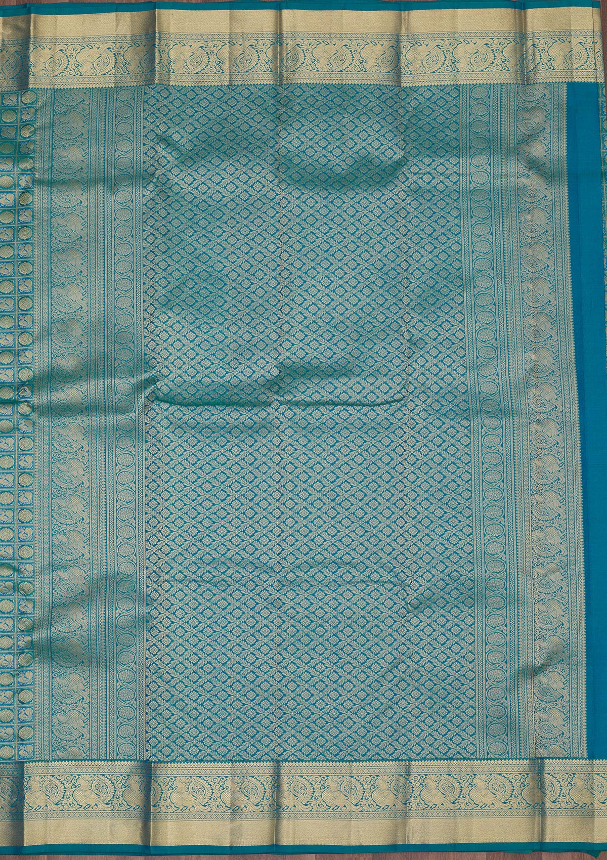 Koskii Peacock Blue Zariwork Pure Silk Saree – Women's - view 5
