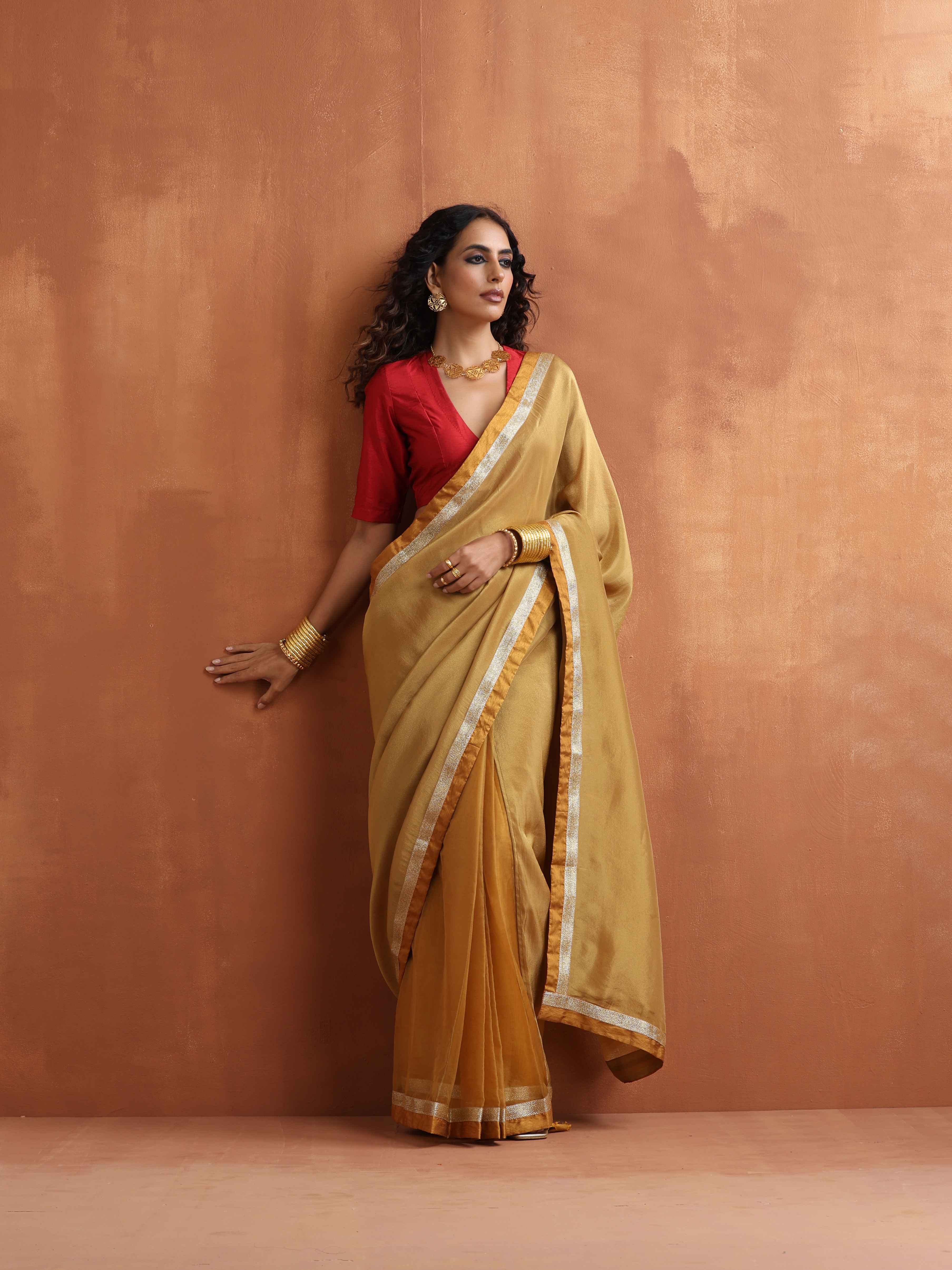 trueBrowns Gold Tissue Ready To Wear Saree – Women's - view 2