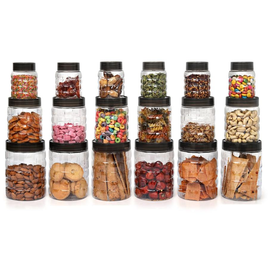 Cello Checkers PET Container, Set of 18, Assorted Size