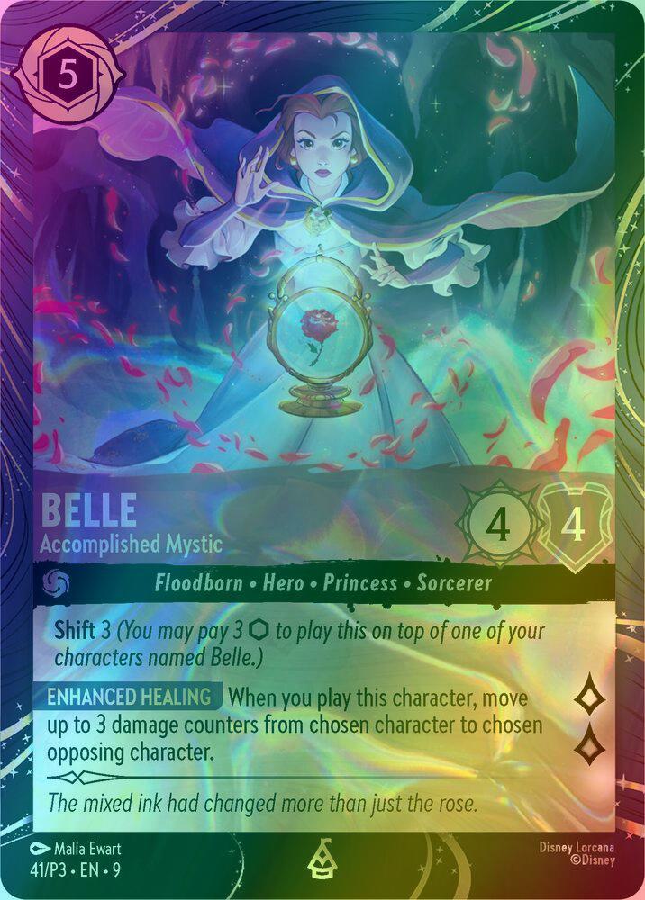 P3 disney lorcana – Belle - Accomplished Mystic - 41/P3 [Disney Lorcana Promo Cards] [Holofoil]