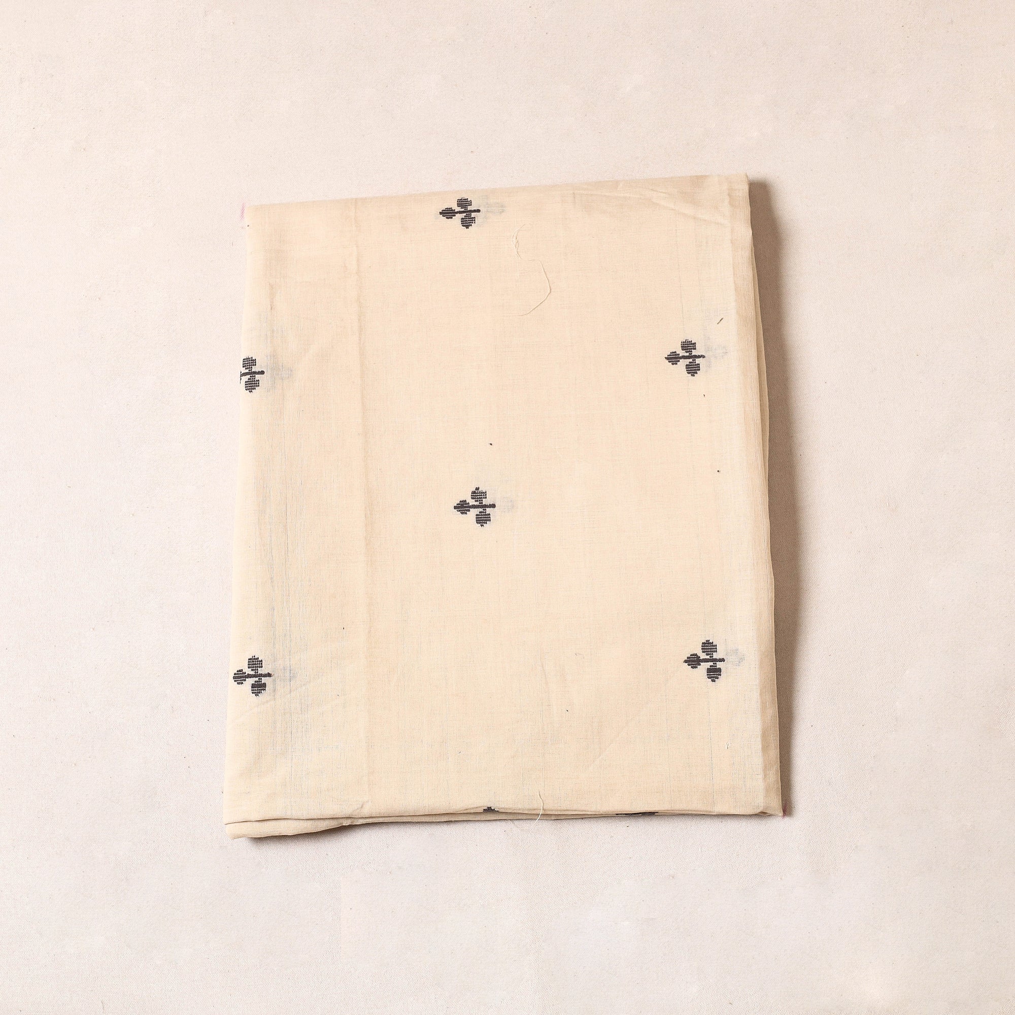 CREYO Beige - Godavari Jamdani Buti Pure Handloom Cotton Precut Fabric (1.9 Meter)