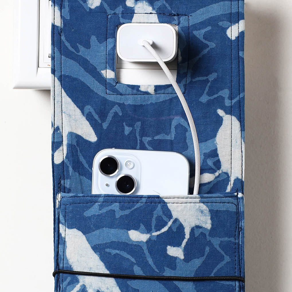 ITOKRI CRAFTS INITIATIVE Blue - Bindaas Block Printed Cotton Mobile Charging Holder - view 2