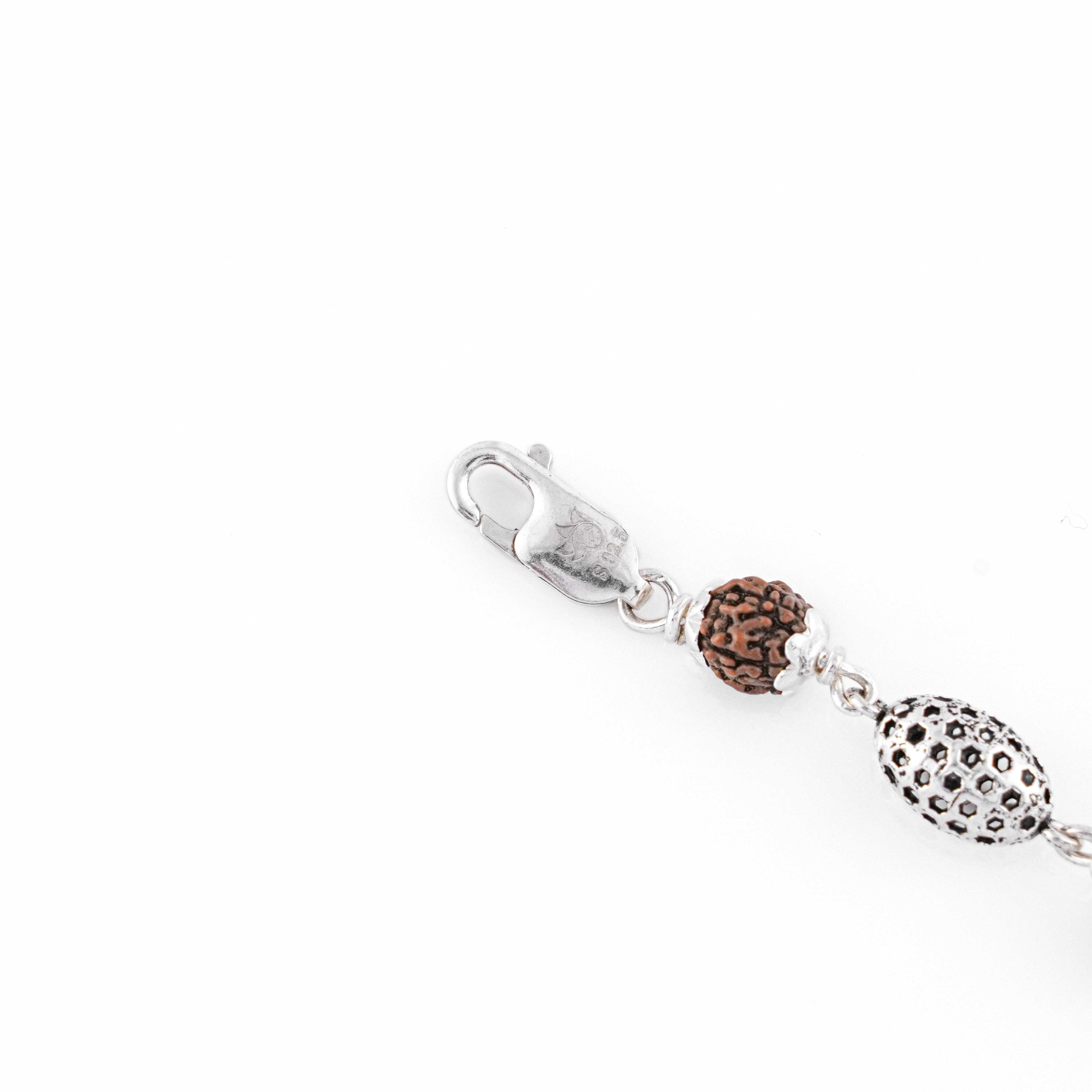 Prinjal Jewellers Rudraksha Silver Hollow Oval Beads Bracelet. - view 4