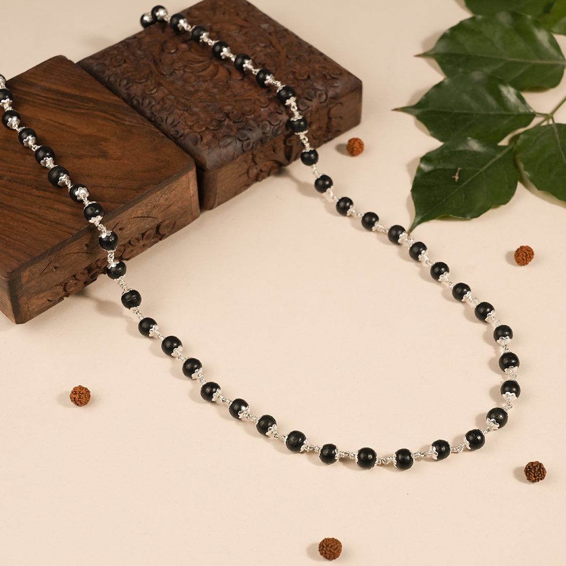 Prinjal Jewellers Karungali Beads Silver Mala - view 2