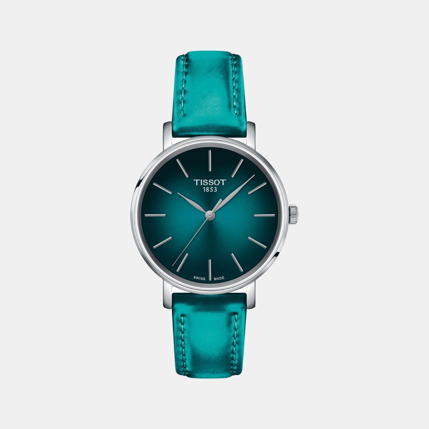 Tissot Everytime Women Quartz Turquoise-Black Dial Analog Leather Watch T1432101709100