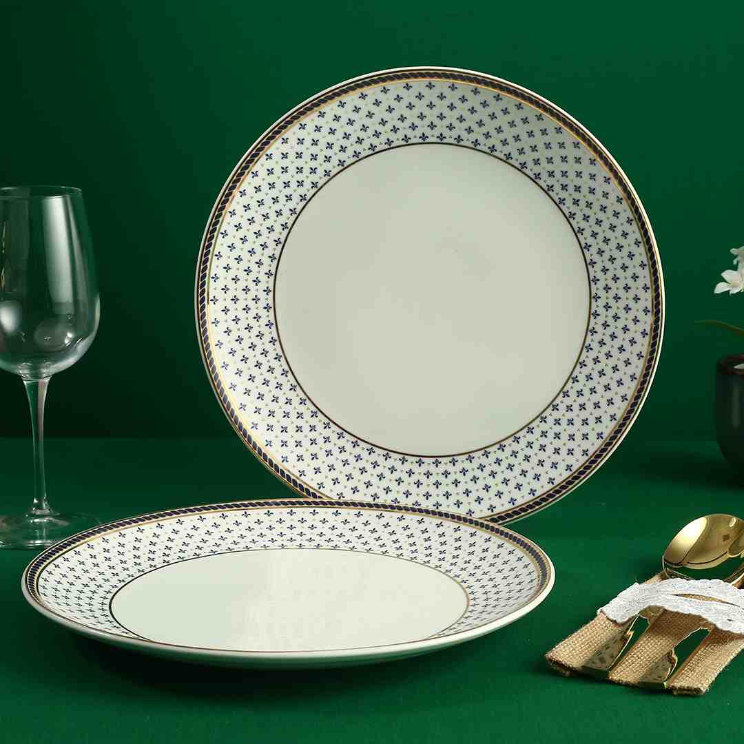 Wonderchef Sicilia Fine Bone China 10" Dinner Plate - Royal Blue - Set of 2 Pcs