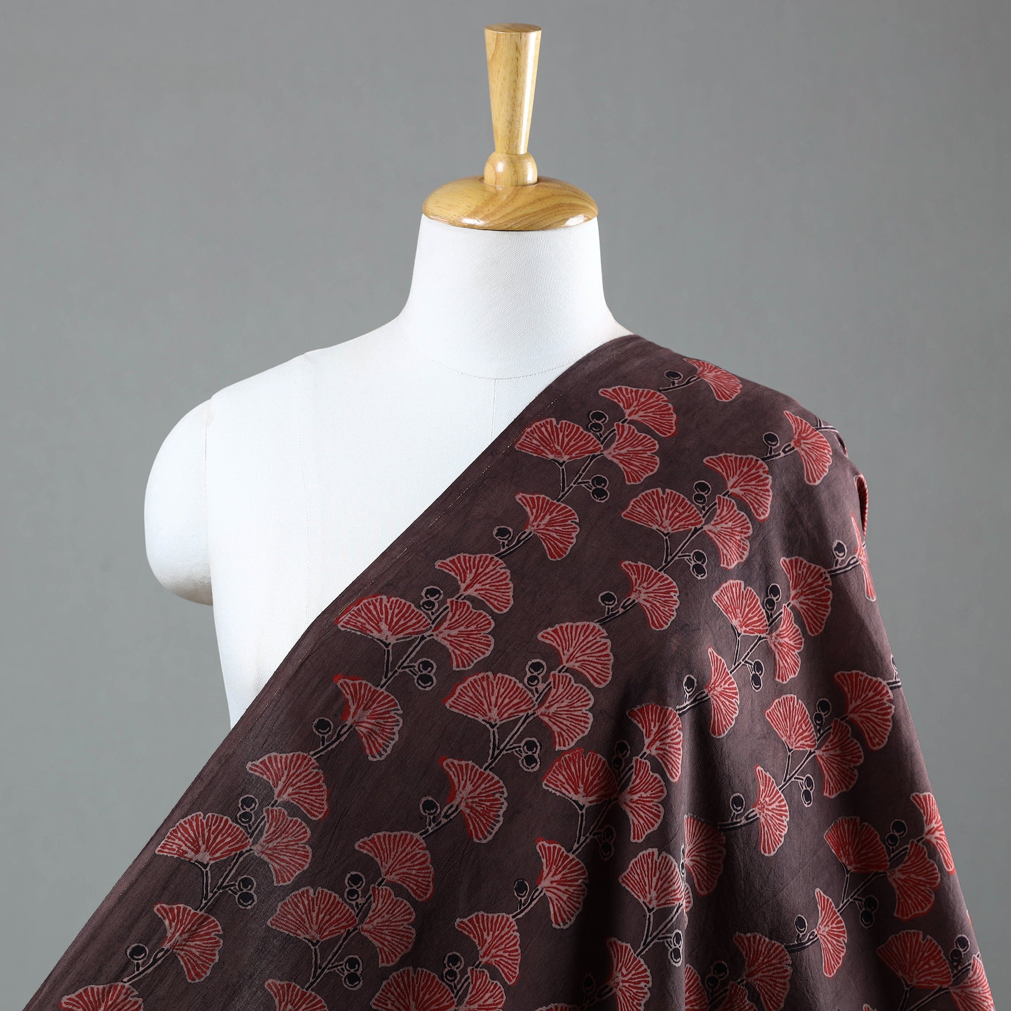 AJRAKH BY JABBAR KHATRI Brown - Natural Dyed Cotton Ajrakh Print Fabric 59
