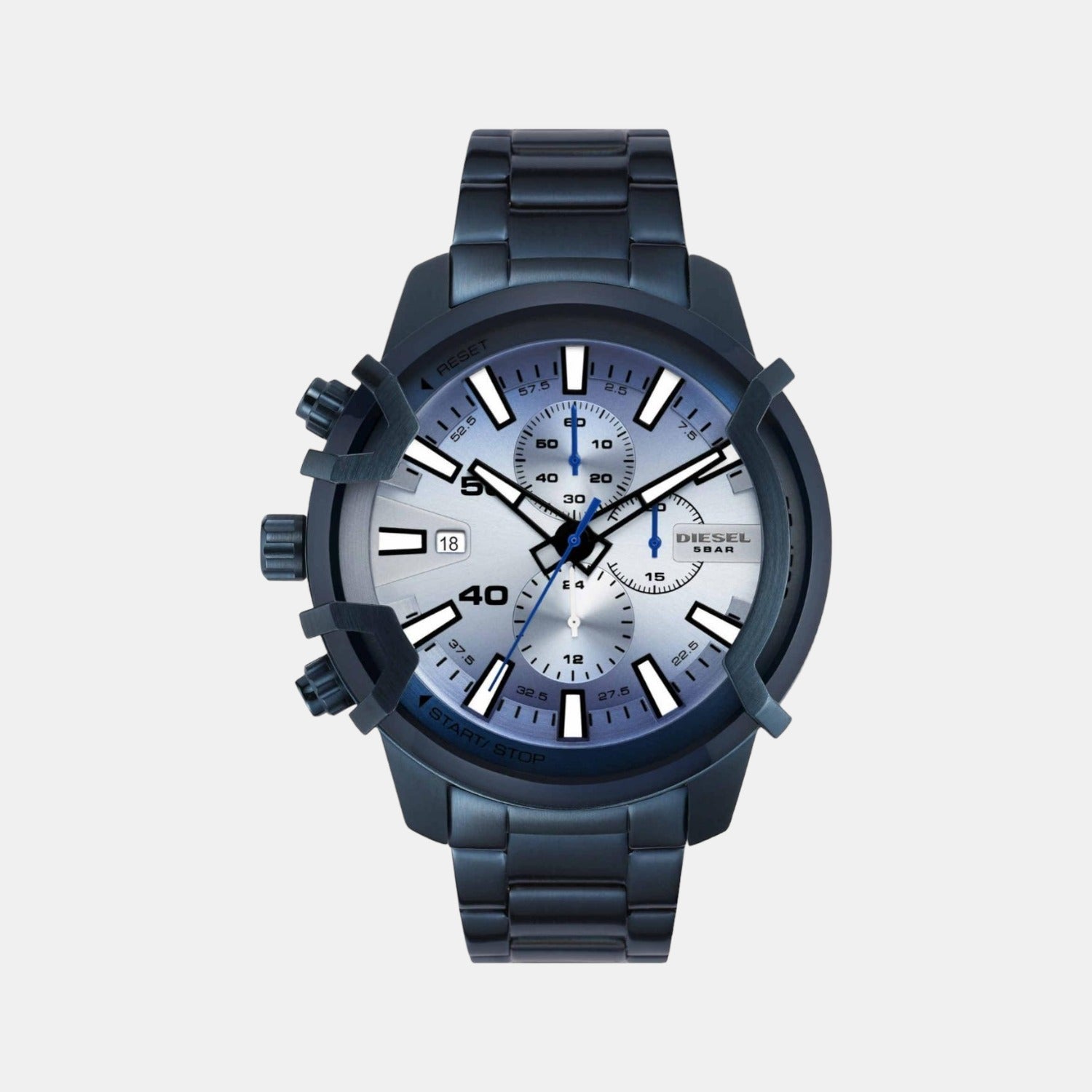 Diesel Griffed Men Quartz Blue Dial Chronograph Stainless Steel Watch DZ4596