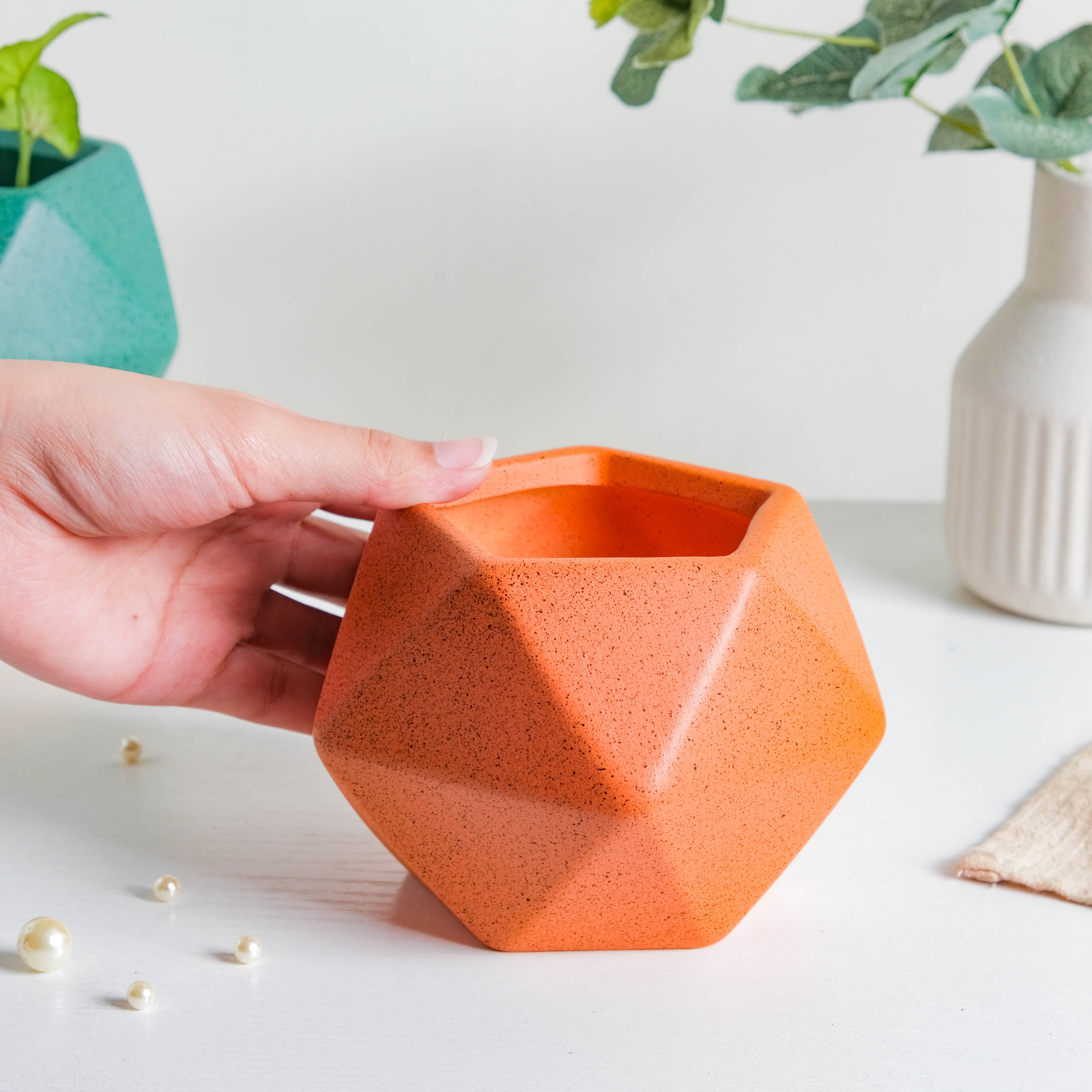 Nestasia Orange Abstract Plant Pot - view 2
