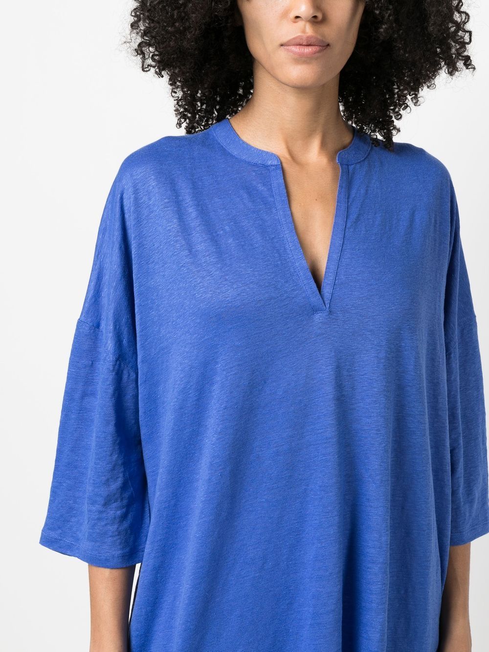 Majestic 3/4 Sleeve Linen Blend Tunic Dress - view 5