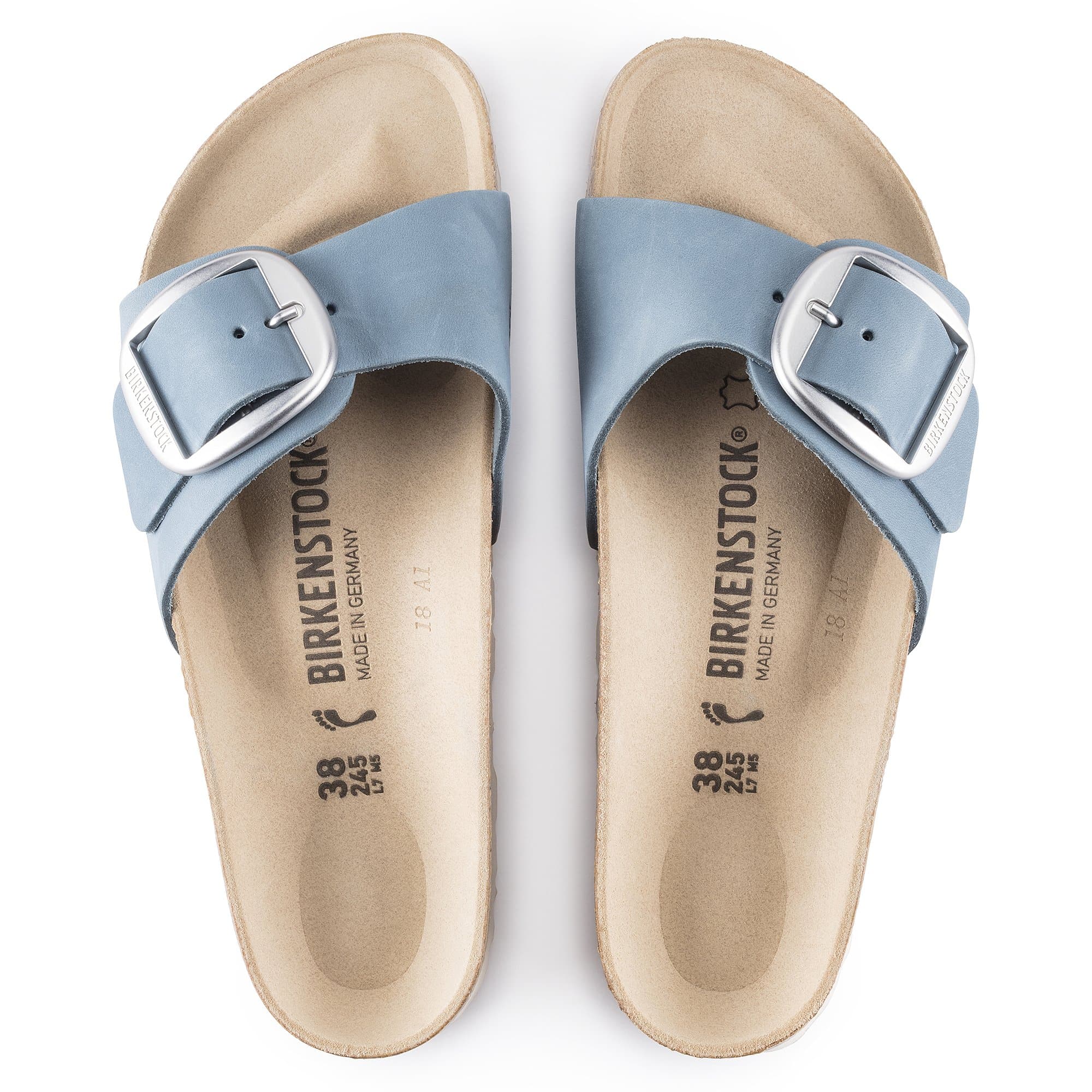 Birkenstock Madrid Big Buckle Nubuck Leather – Blue Blue/Dove - view 2