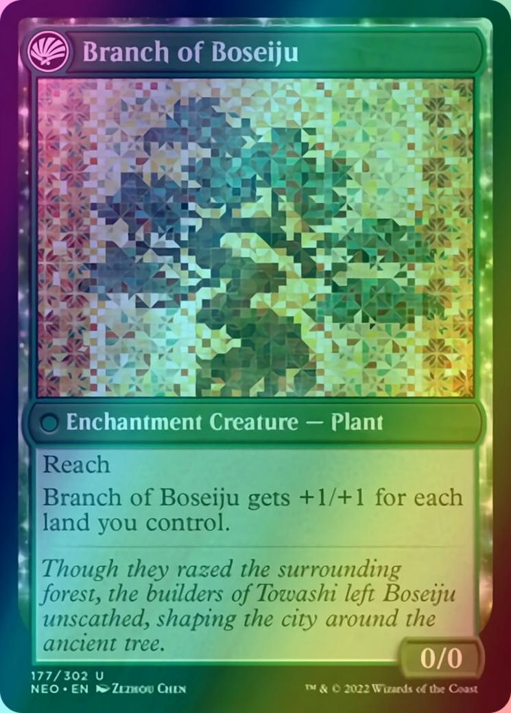 Magic Boseiju Reaches Skyward // Branch of Boseiju [177] [Kamigawa: Neon Dynasty] [Foil] - view 2