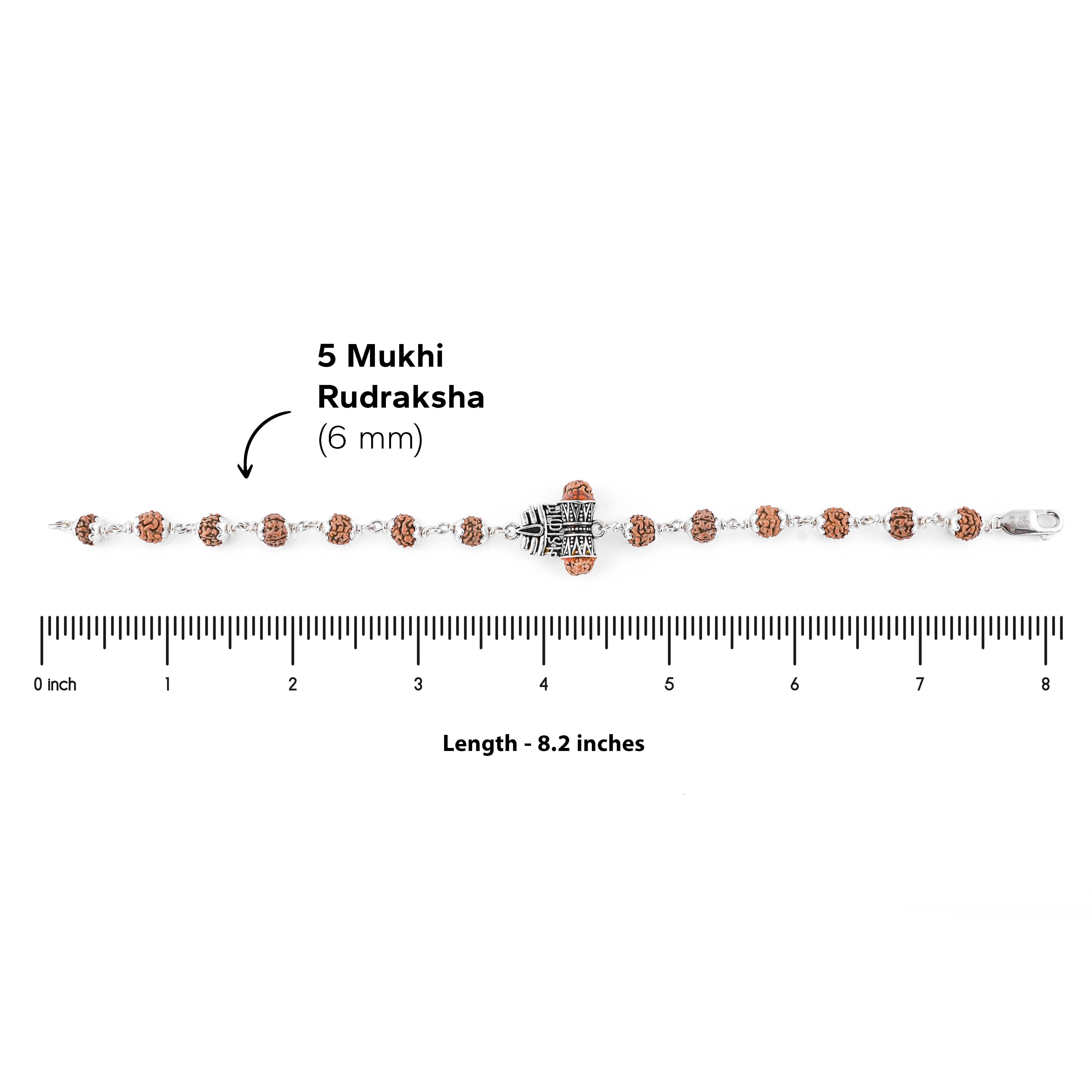 Prinjal Jewellers Rudraksha Silver Trinetra Mahakaal Bracelet - view 6