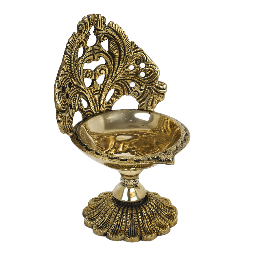 BAMBOO TREE JEWELS Antique Brass Metal Handcrafted Diya Lamp (3.6 x 3.6 in) - view 4