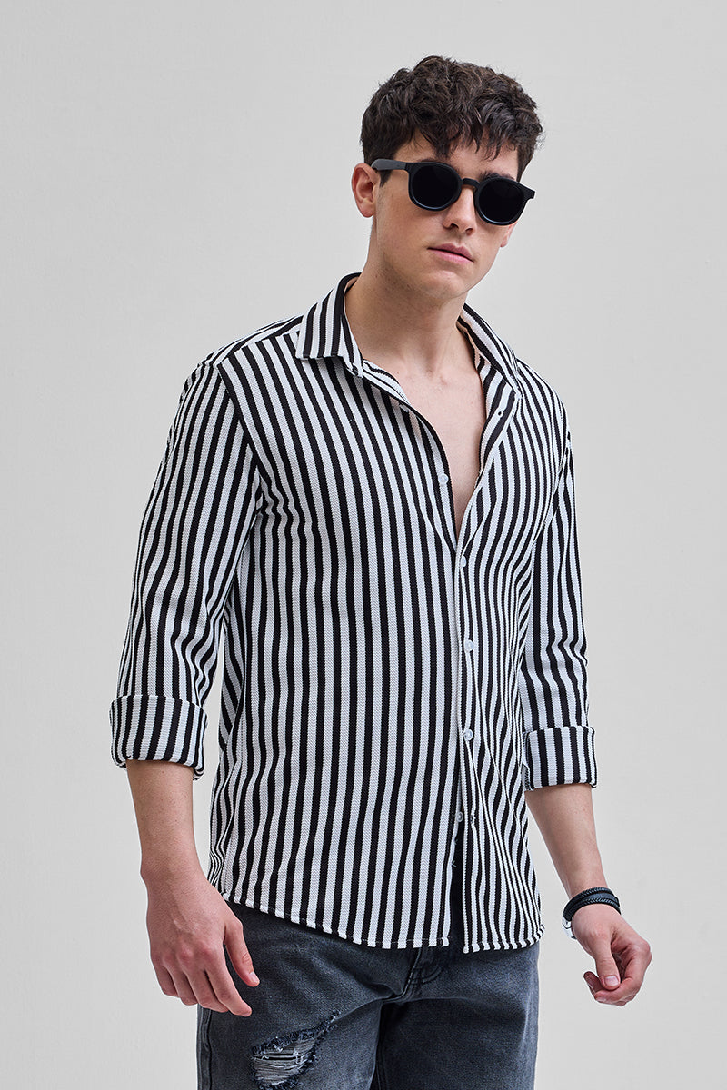 SNITCH Black Stripes Slim Fit Shirt - view 5