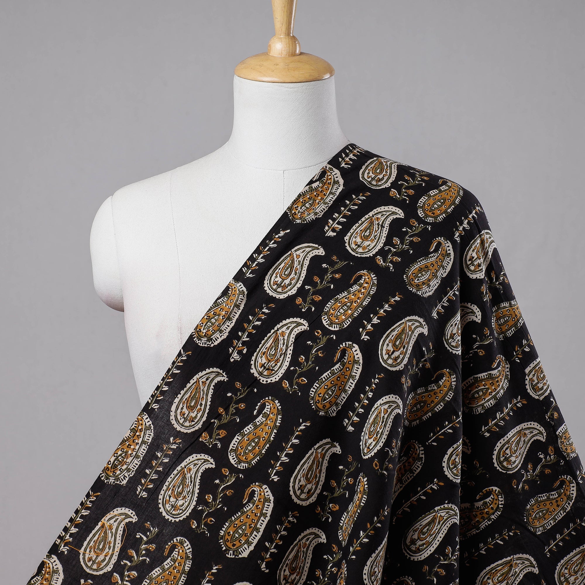 HAVELI CHRONICLES Black - Paisley Butta Bagru Block Print Cotton Fabric