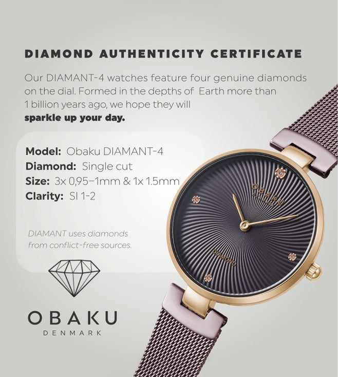 Obaku Diamant Women Quartz Brown Dial Analog Stainless Steel Watch V256LXVNMN-DD - view 6