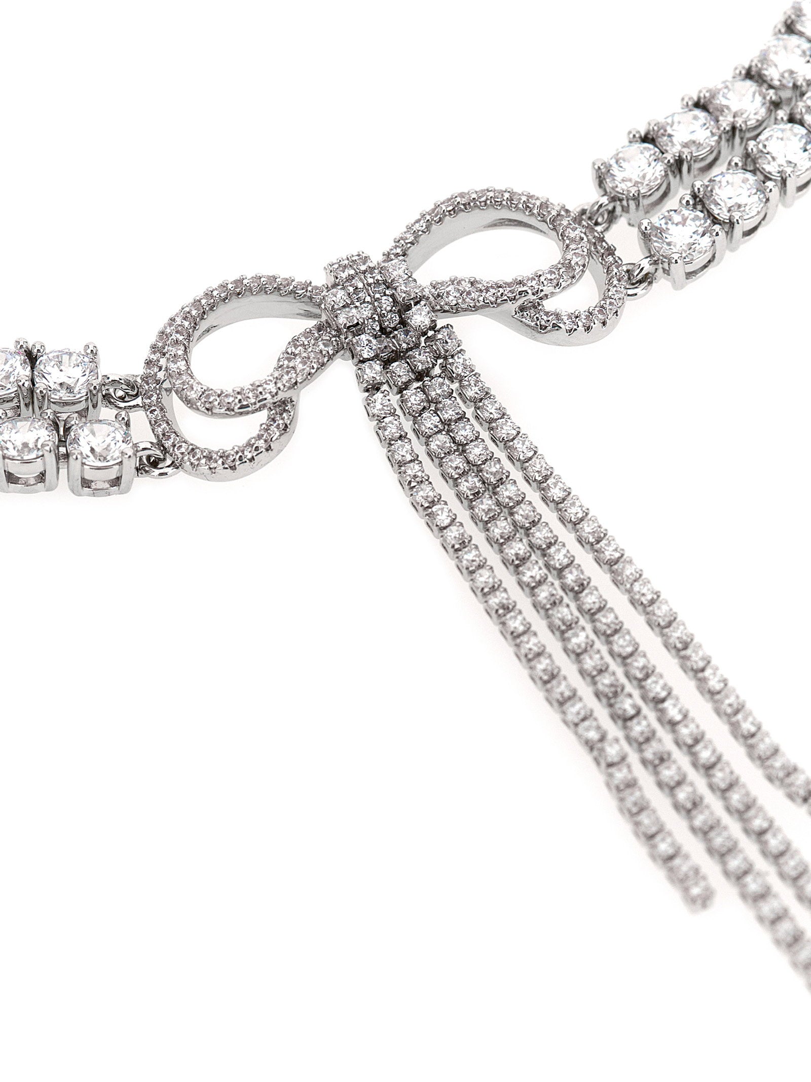Self-Portrait Double Crystal Bow Necklace – 100% brass - view 2
