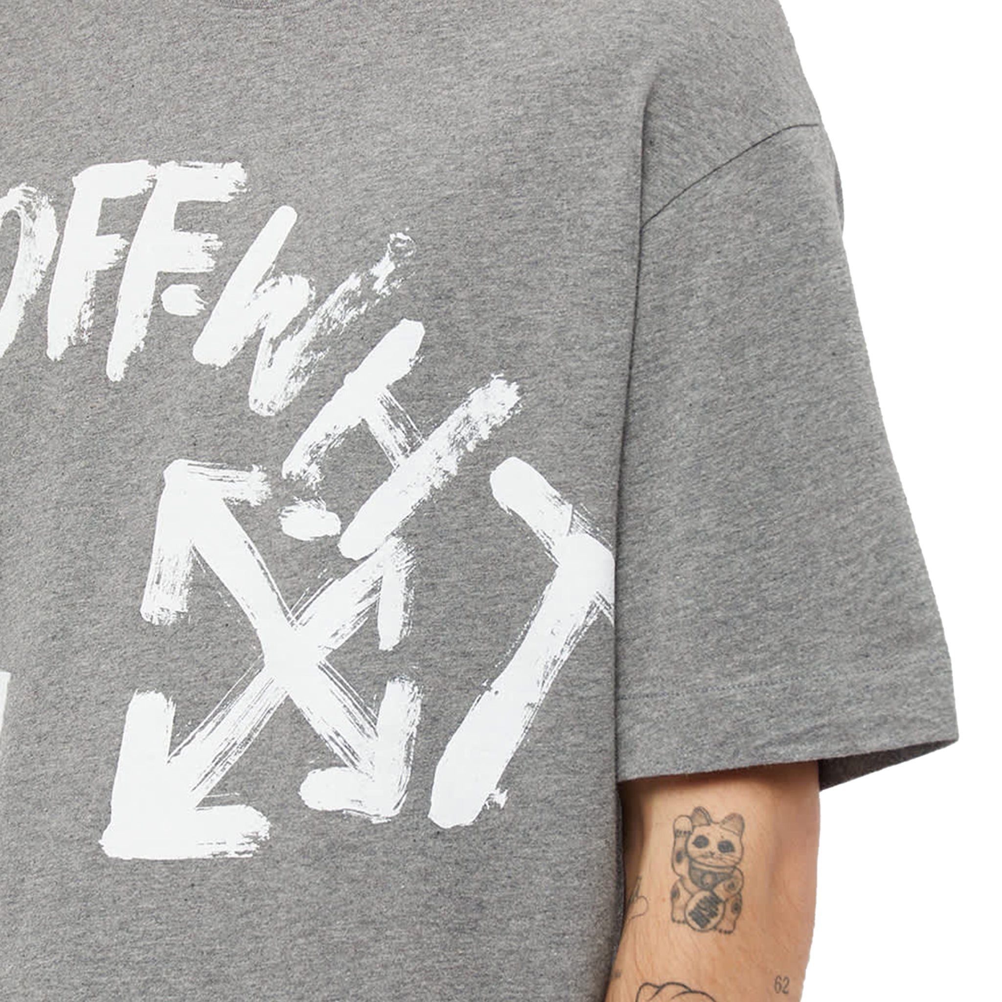 Off-White Paint Script Oversized Skate Grey T Shirt - view 3