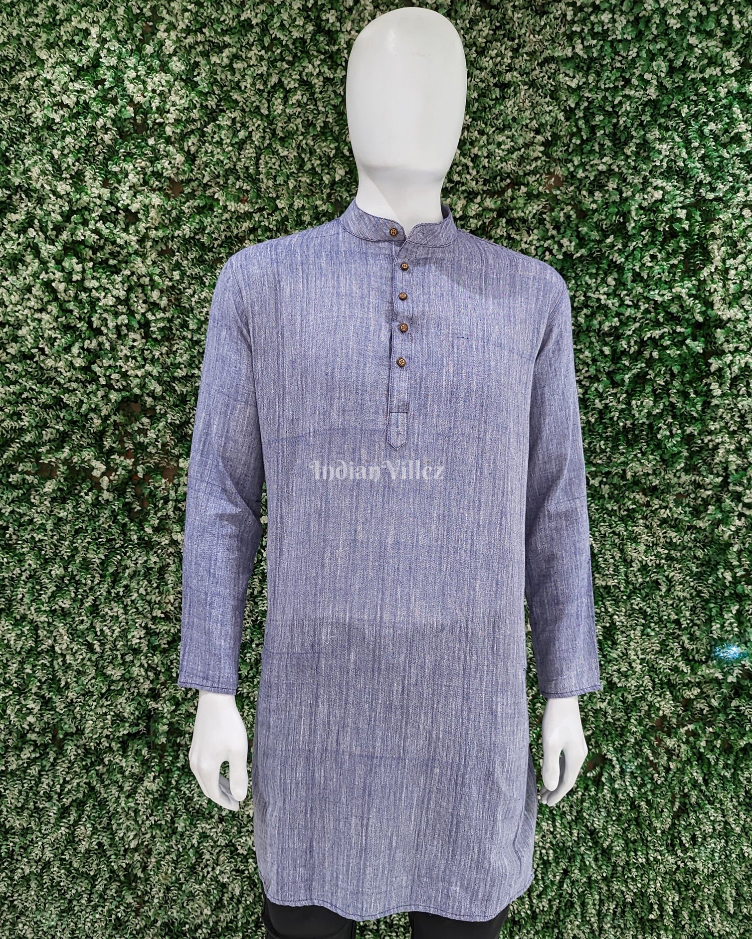 IndianVillèz Blue Gray Sambalpuri Ikat Cotton Kurta For Men