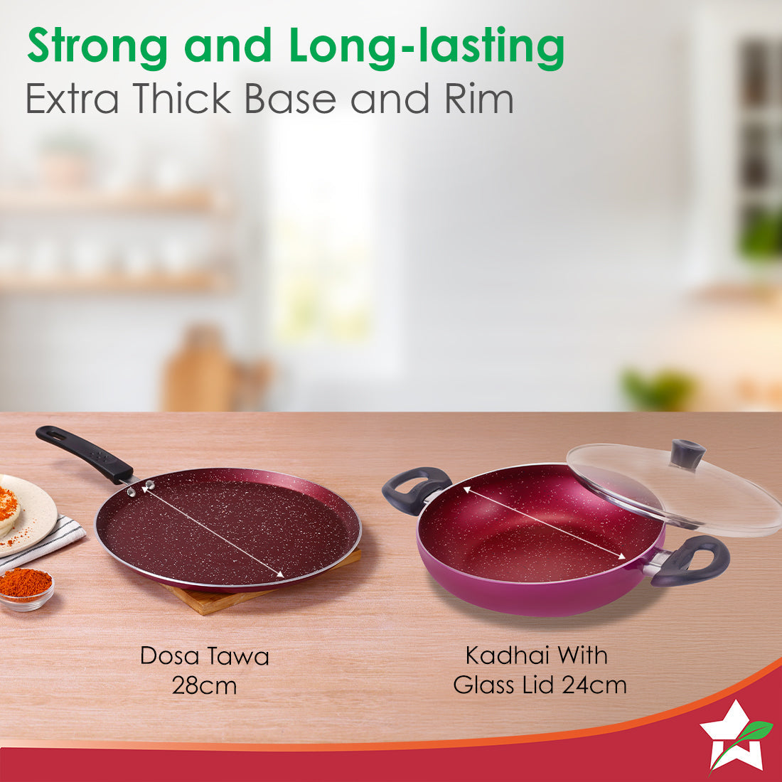 Bandhan Non-stick Cookware 3 Pcs.Set | Dosa Tawa,Kadhai by black tree - view 3
