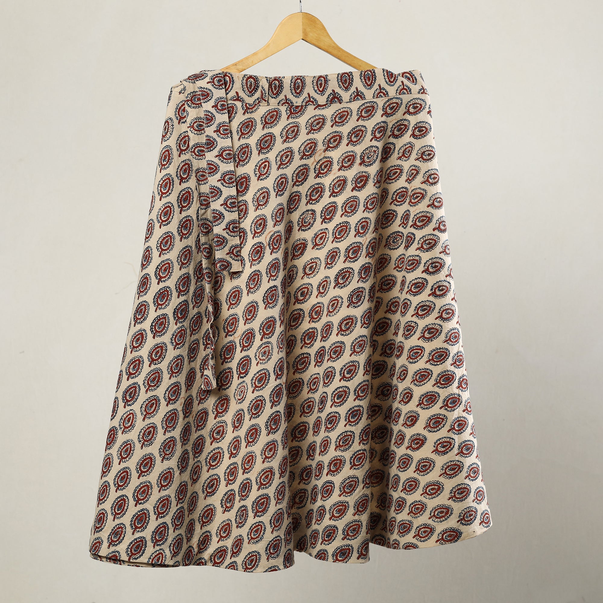 NOORI BAZAR Beige - Ajrakh Block Printed Cotton Wrap Around Skirt 20