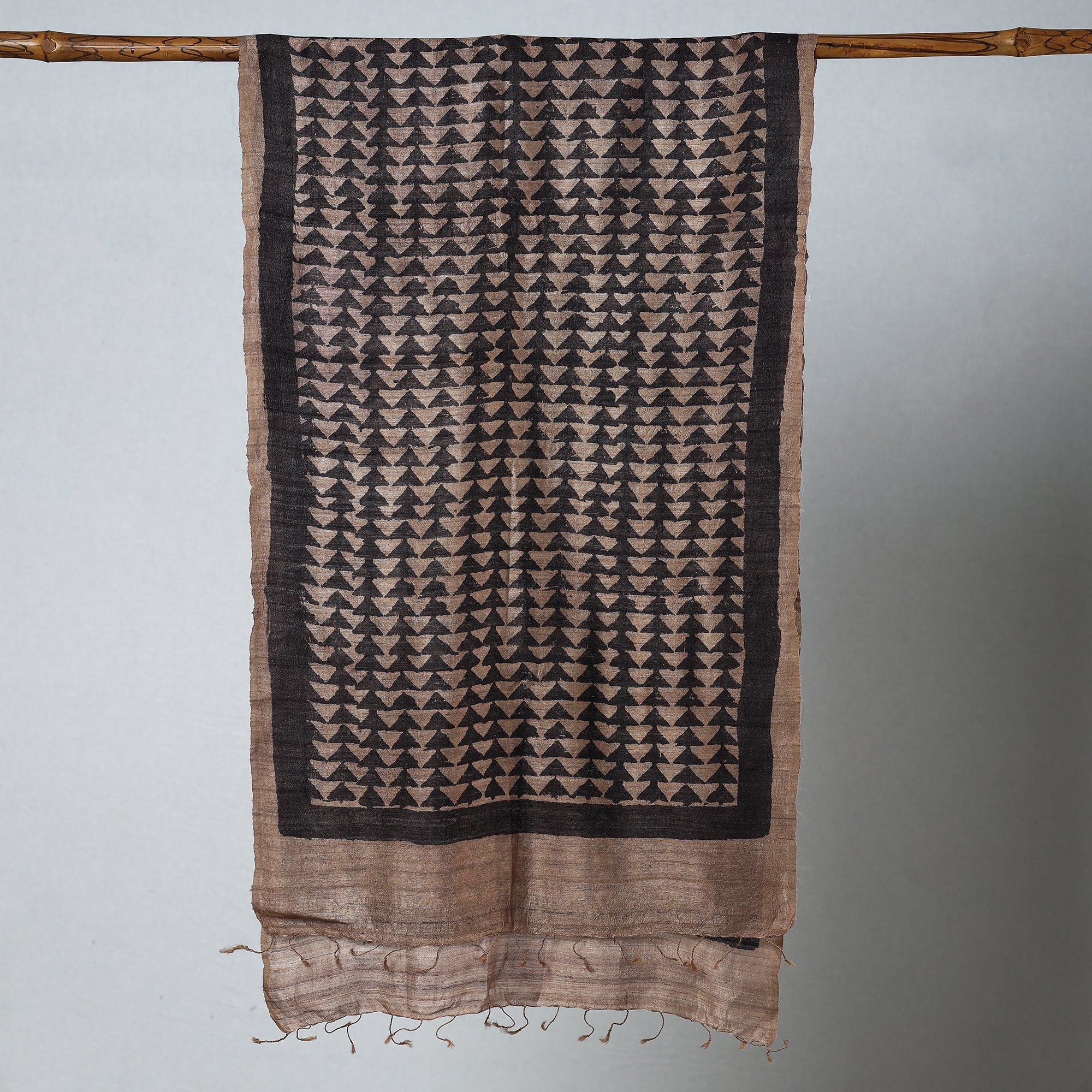 BINDAAS UNLIMITED Black - Handloom Block Print Tussar Silk Bindaas Stole - view 2