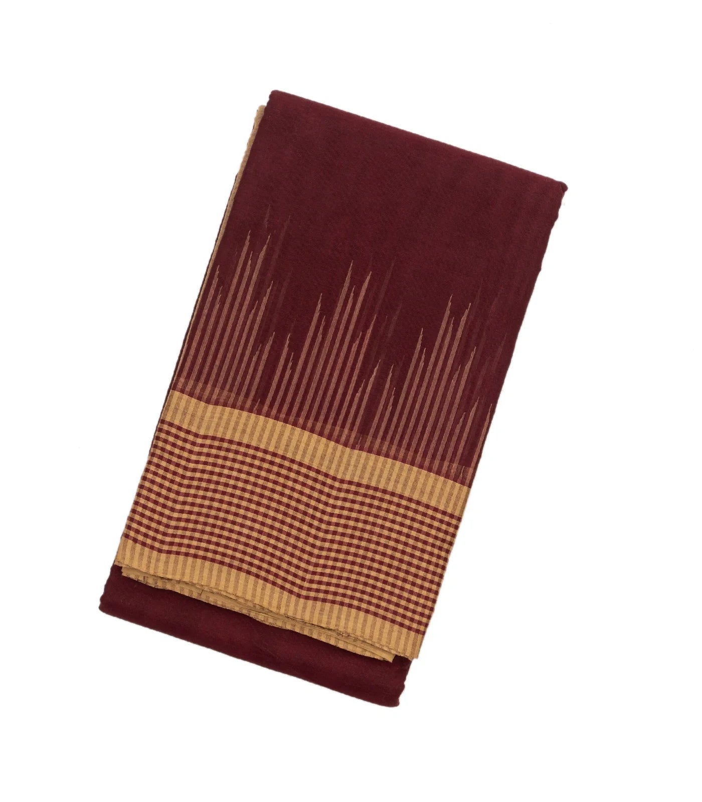 RmKV Maroon Handloom Rasipuram Cotton Saree With Checked Border