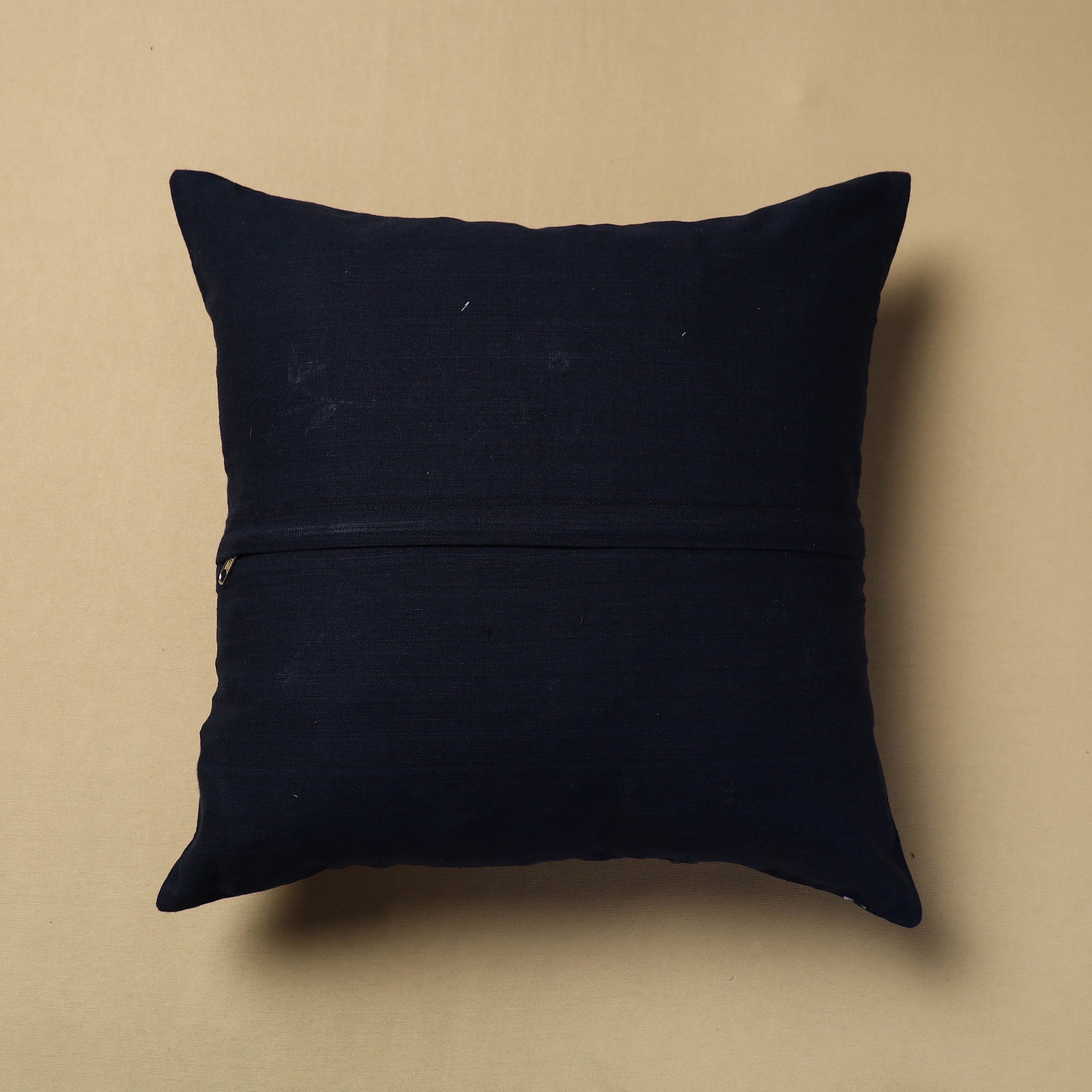 NOORI BAZAR Black - Hand Embroidery Plain Cotton Cushion Cover (16 x 16 in) - view 3