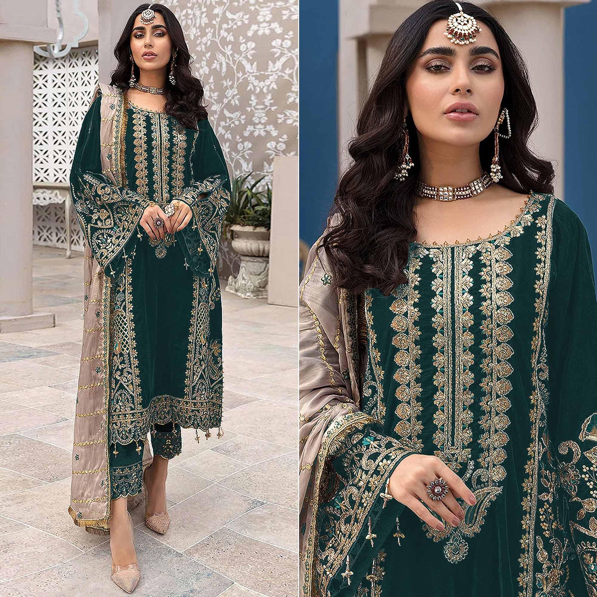 Green suits – BlackTree green-embroidered-georgette-pakistani-suit