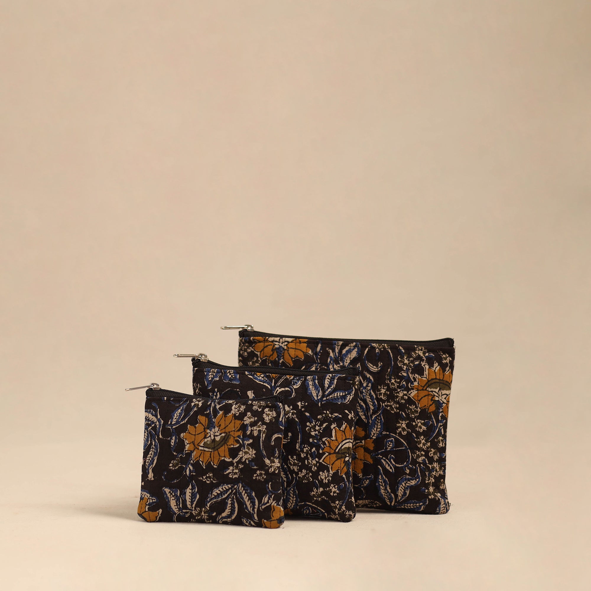 NOORI BAZAR Brown - Handmade Cotton Utility Pouches (Set of 3) 31